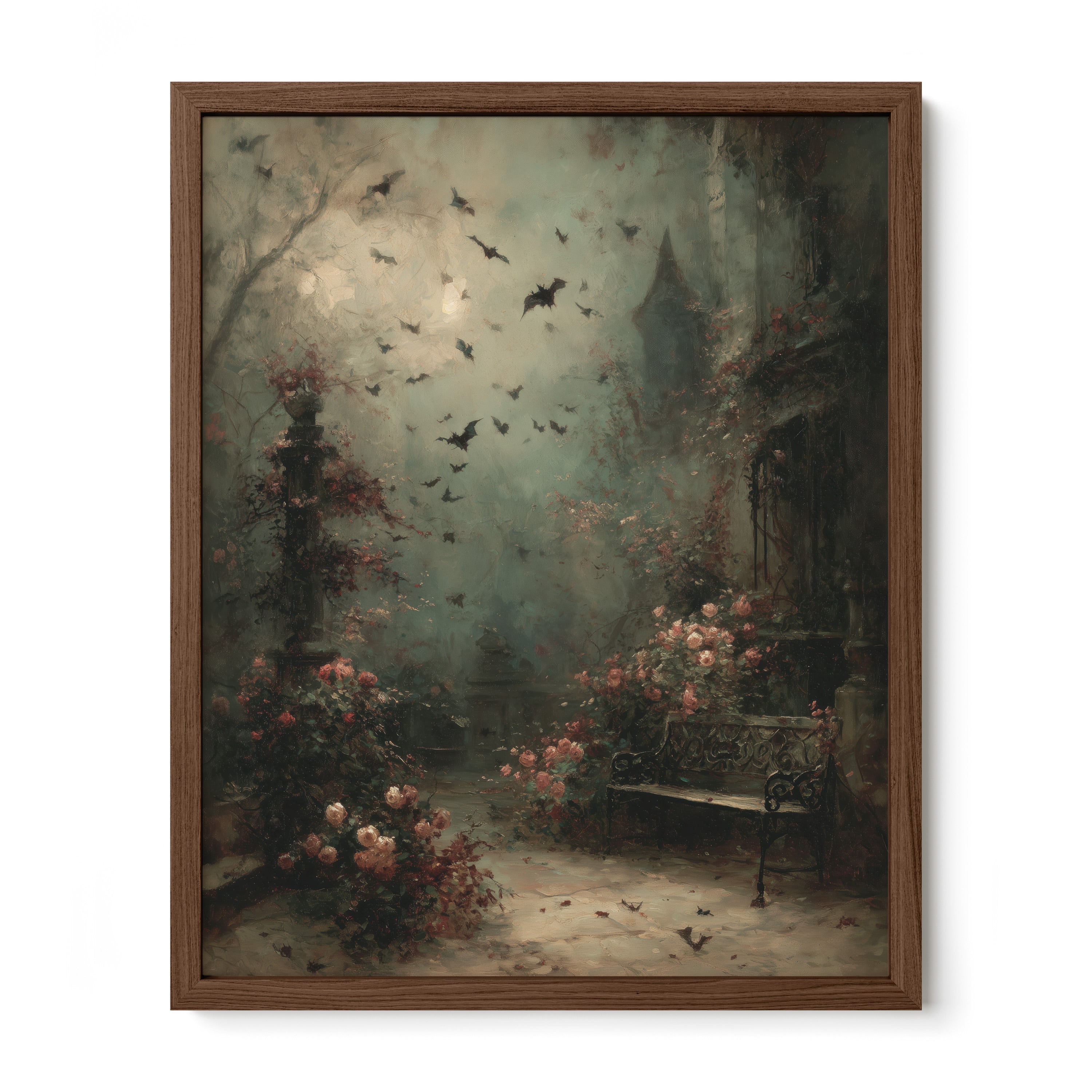 Garden Bench and Crows