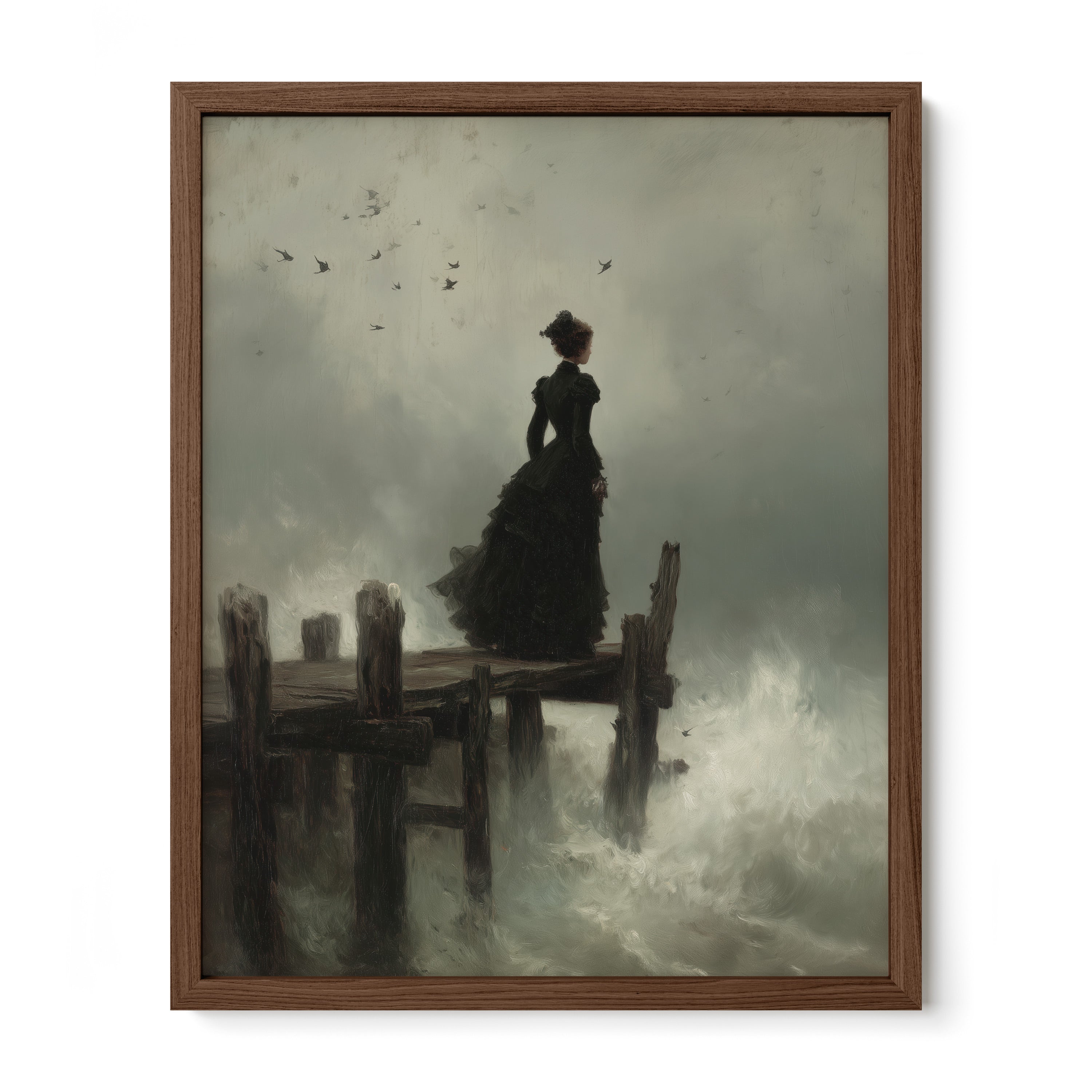 Woman at Pier in Storm