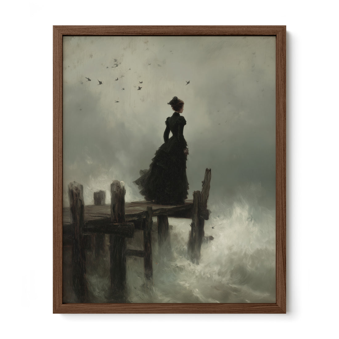 Woman at Pier in Storm