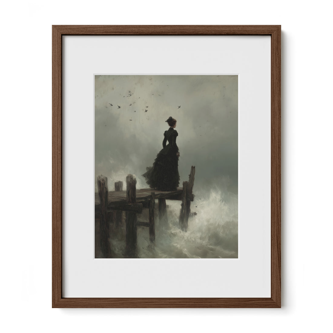 Woman at Pier in Storm