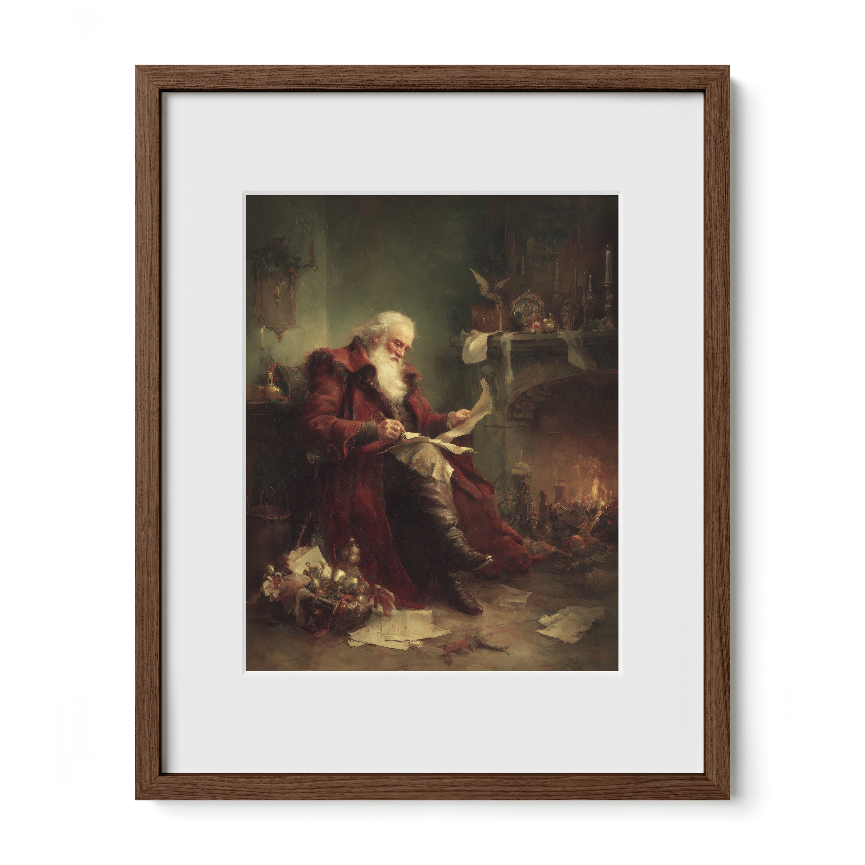 Santa Reading by Hearth