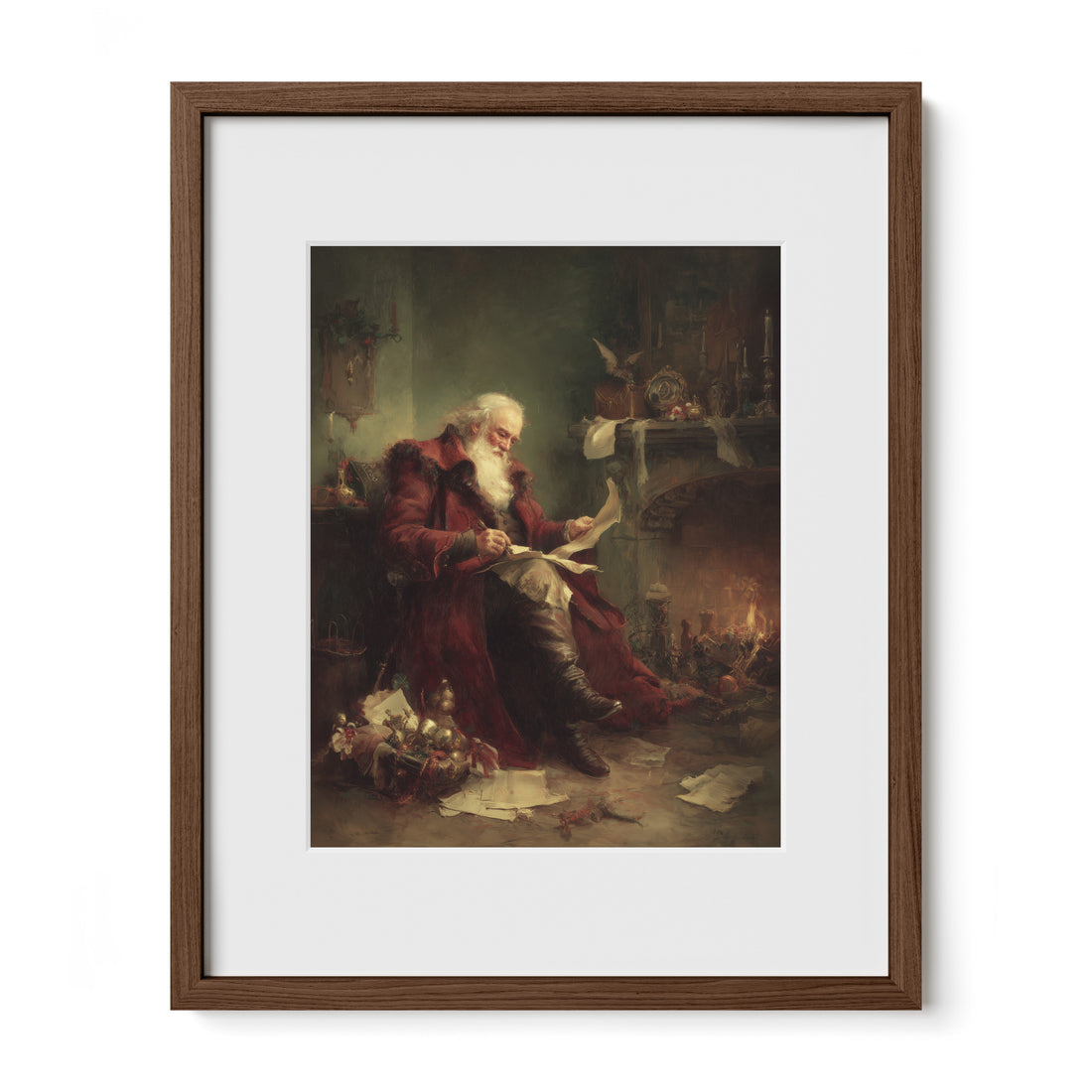 Santa Reading by Hearth