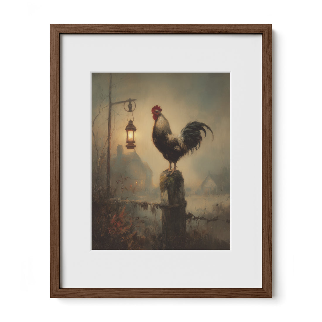 Rooster Under Lantern