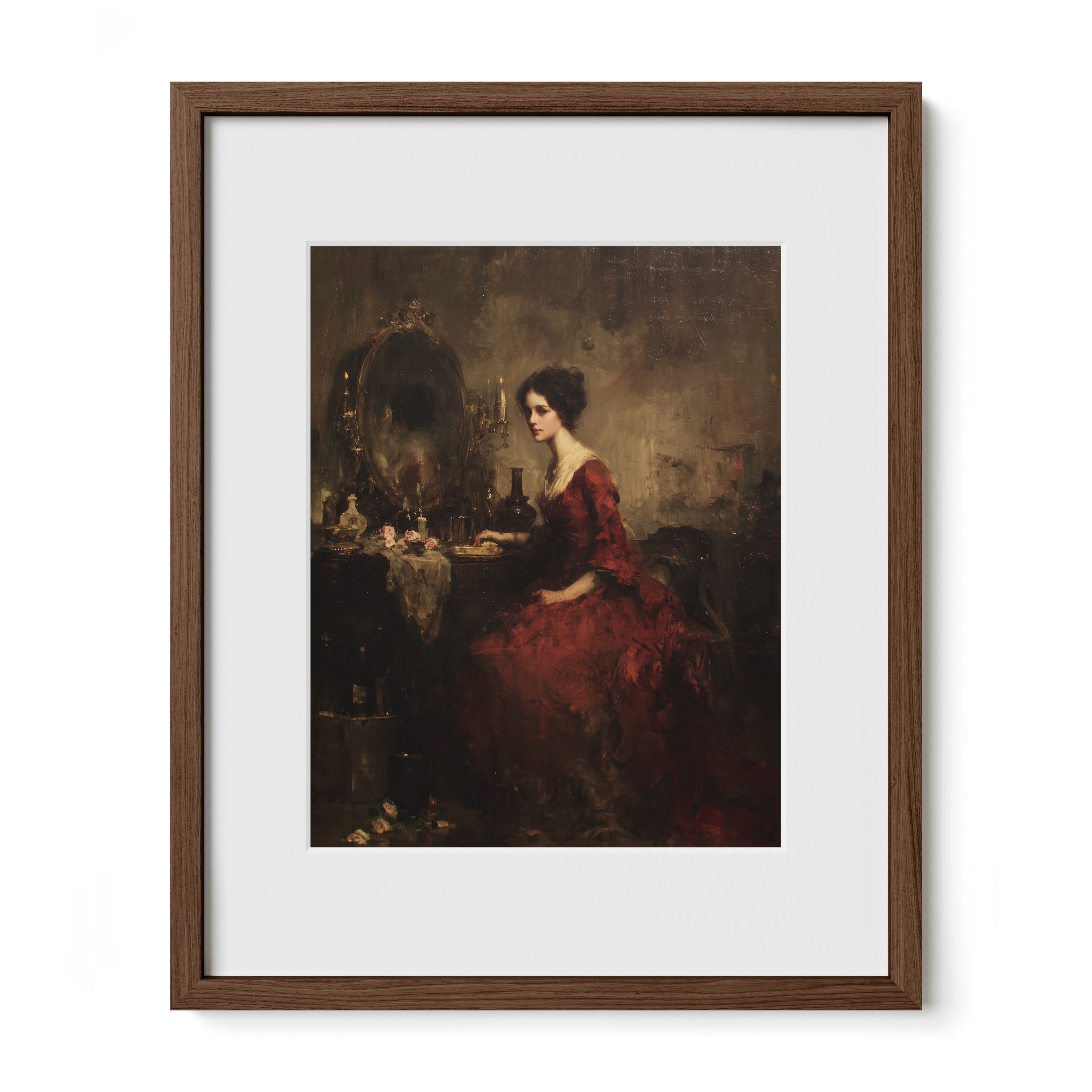 Lady in Red at Mirror