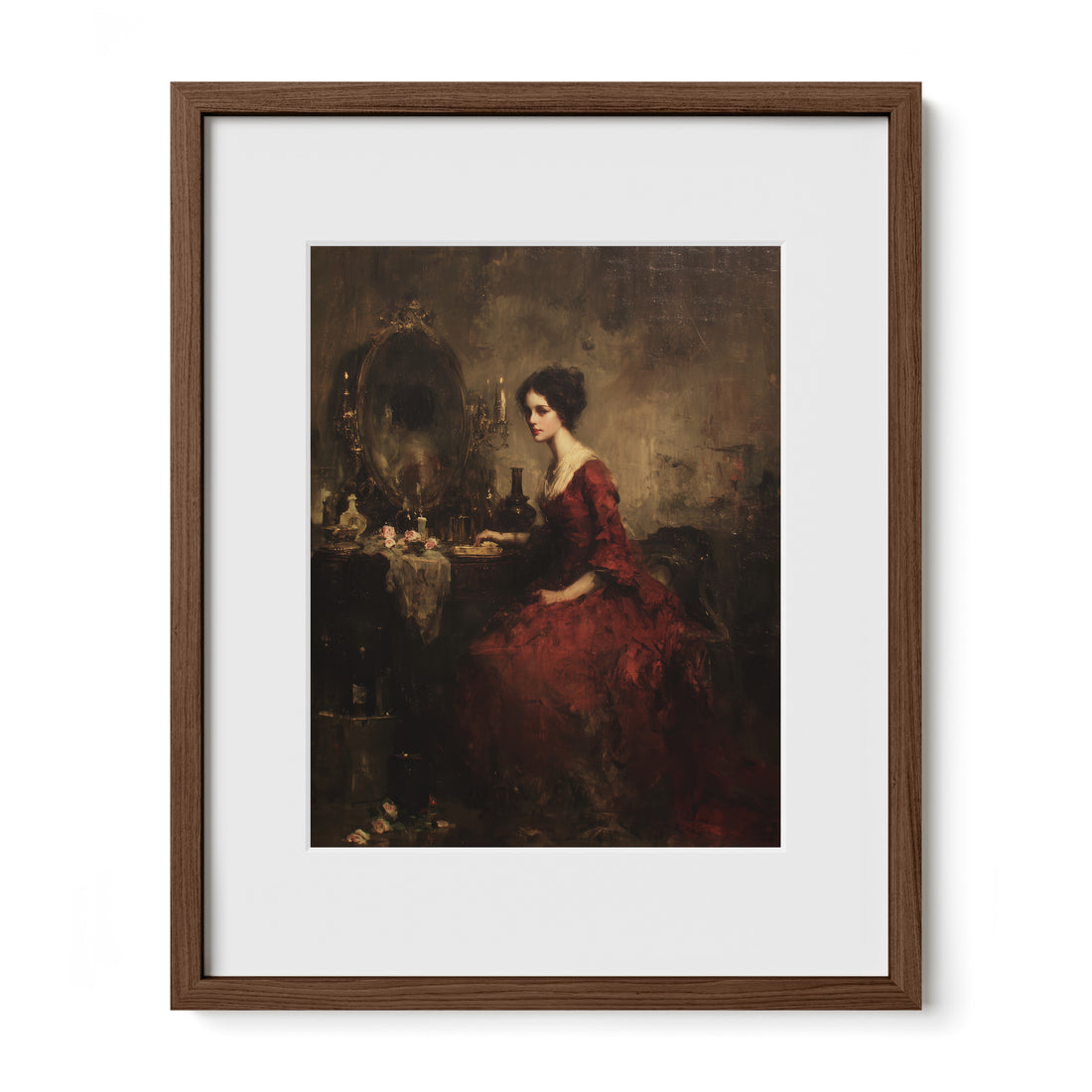 Lady in Red at Mirror