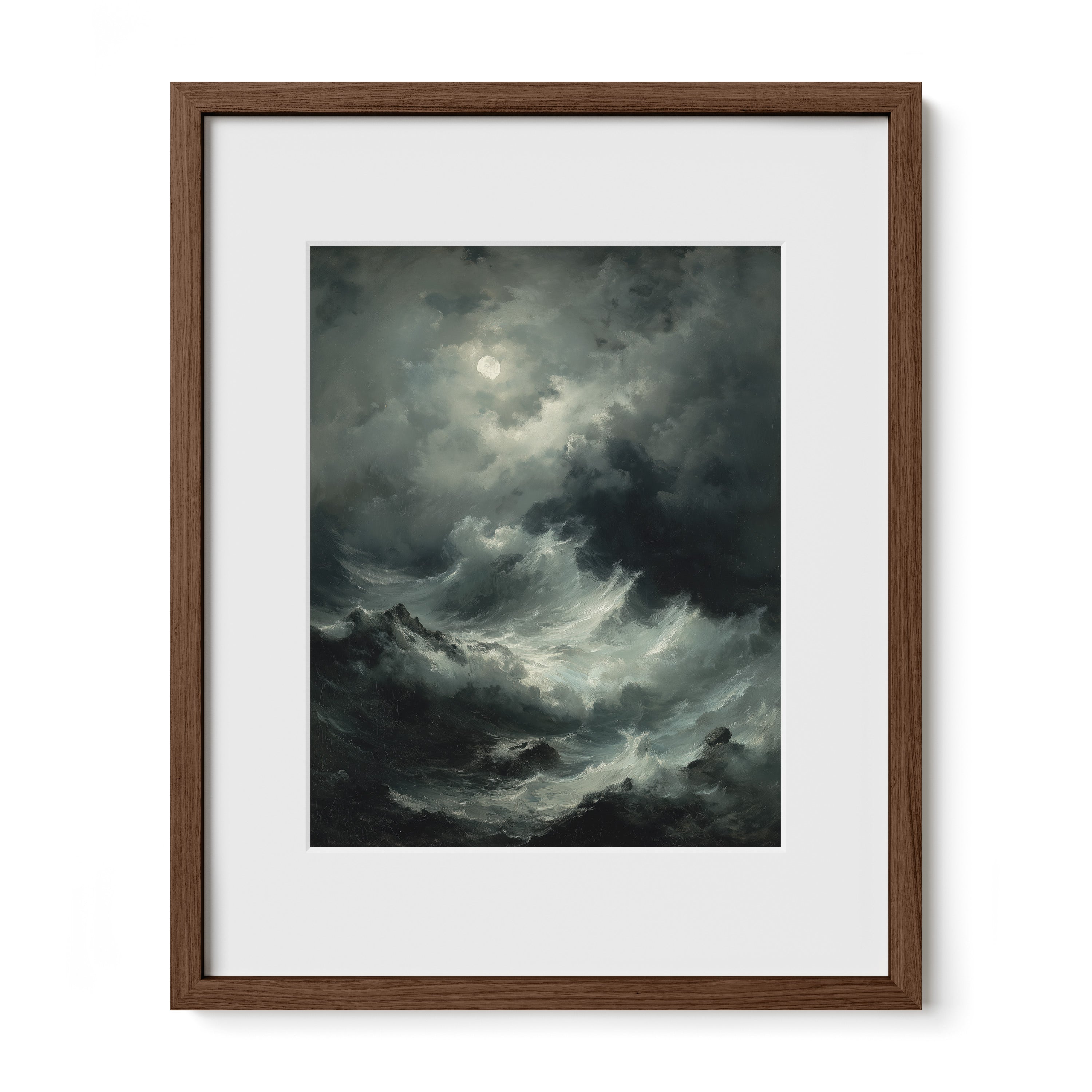 Storm Waves Under Moonlight