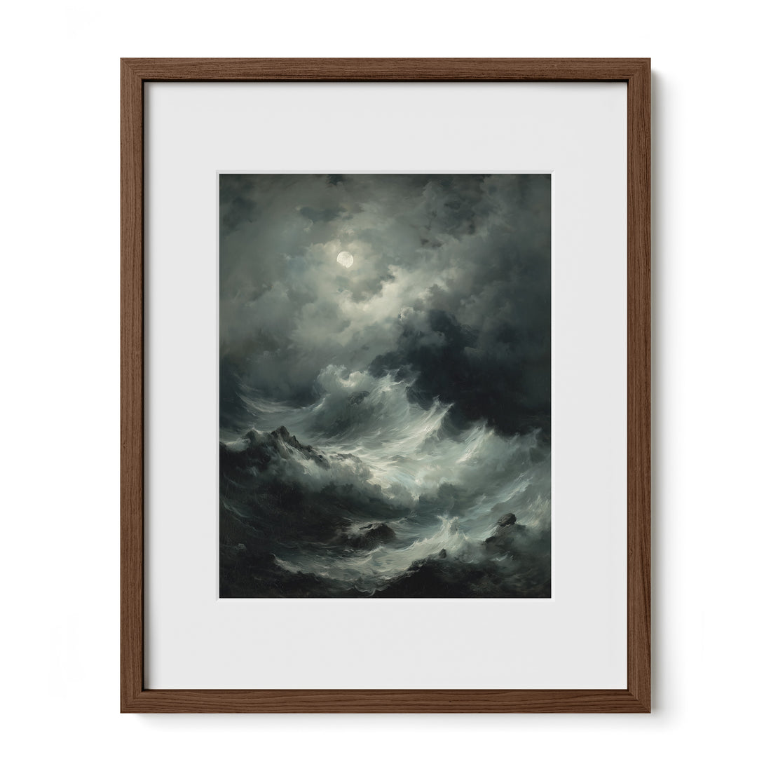 Storm Waves Under Moonlight