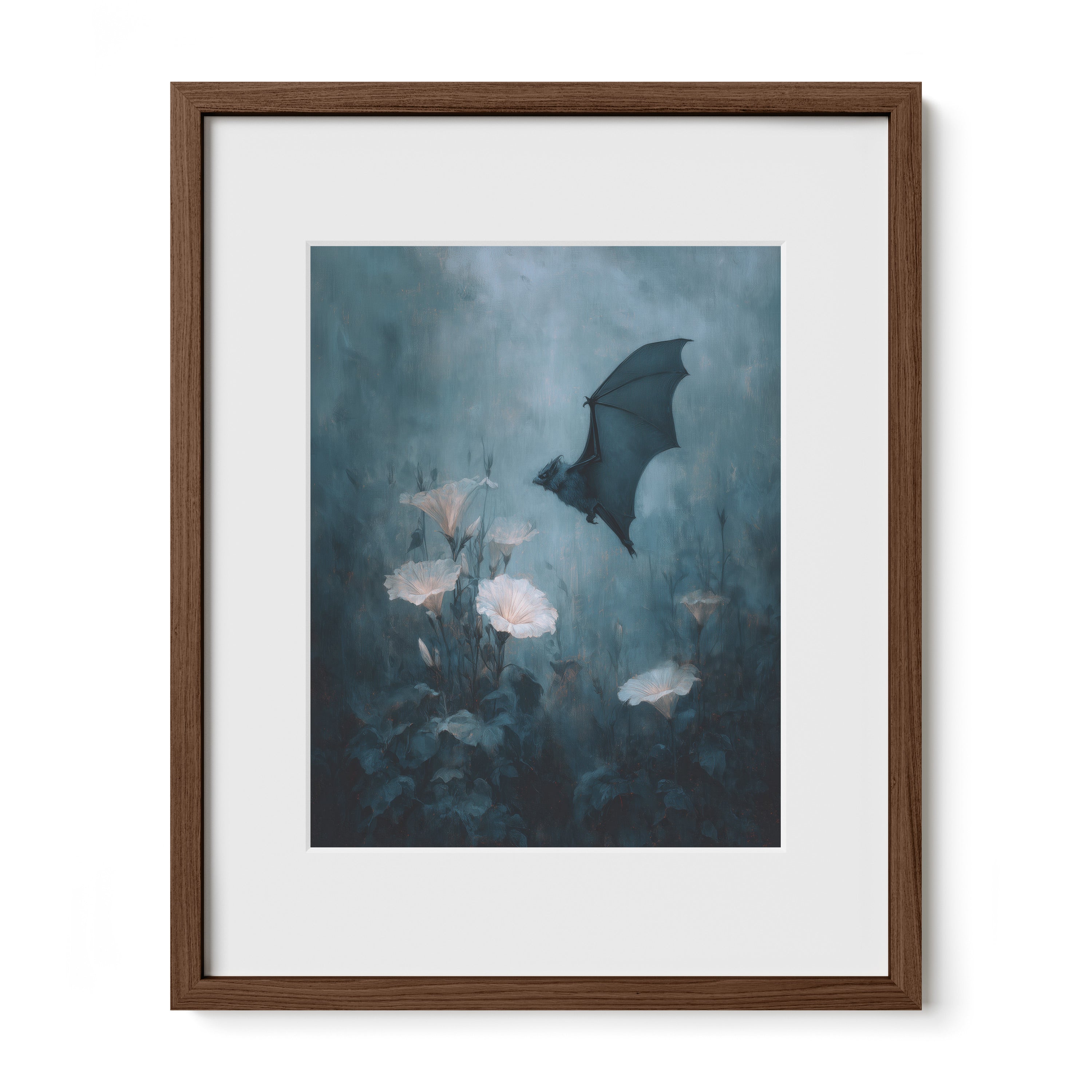 Bat Over Pale Flowers