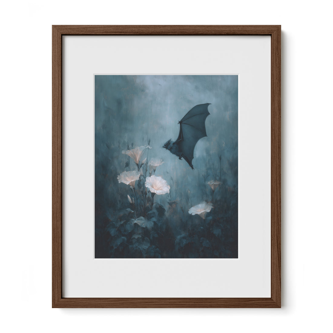 Bat Over Pale Flowers