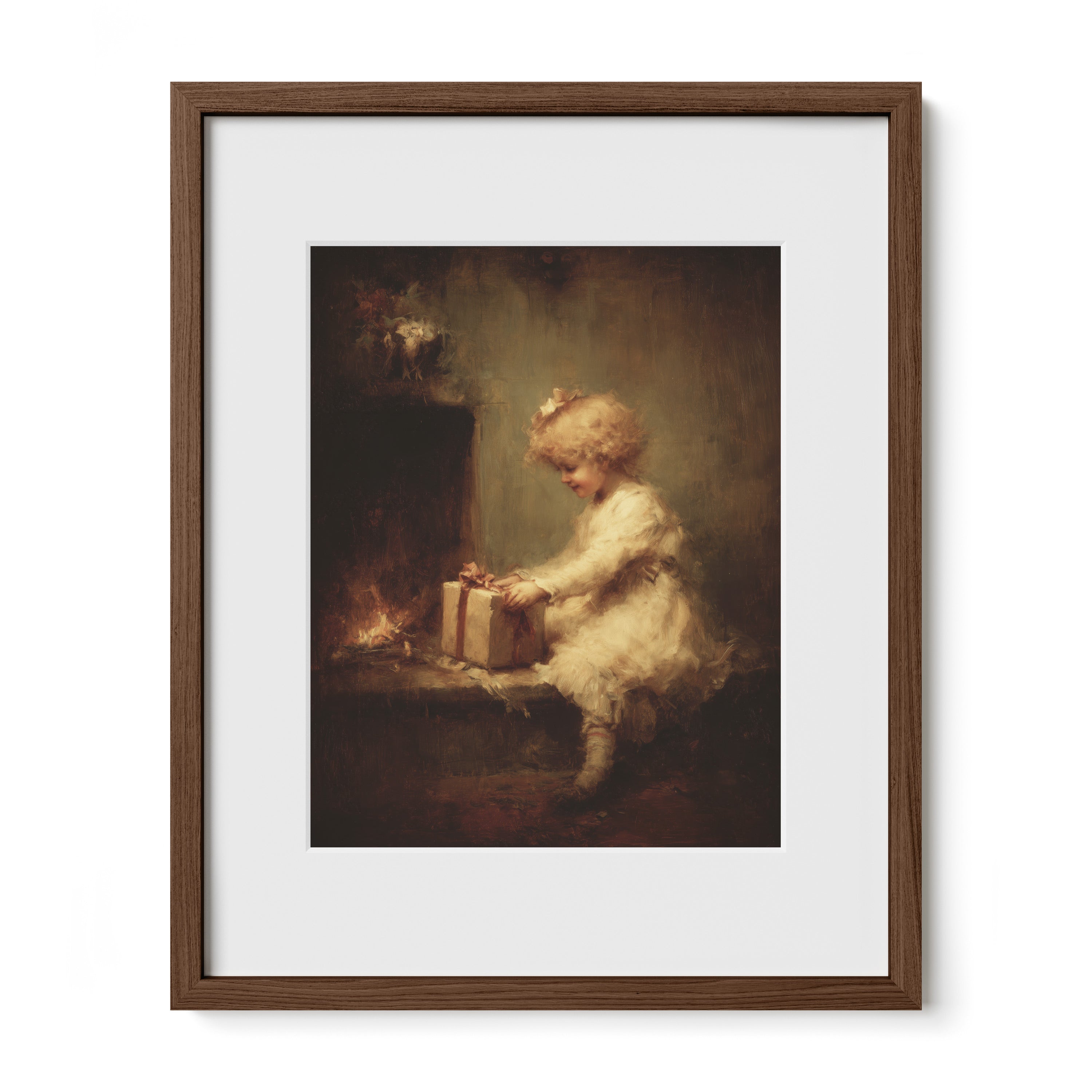Child by Hearth with Gift