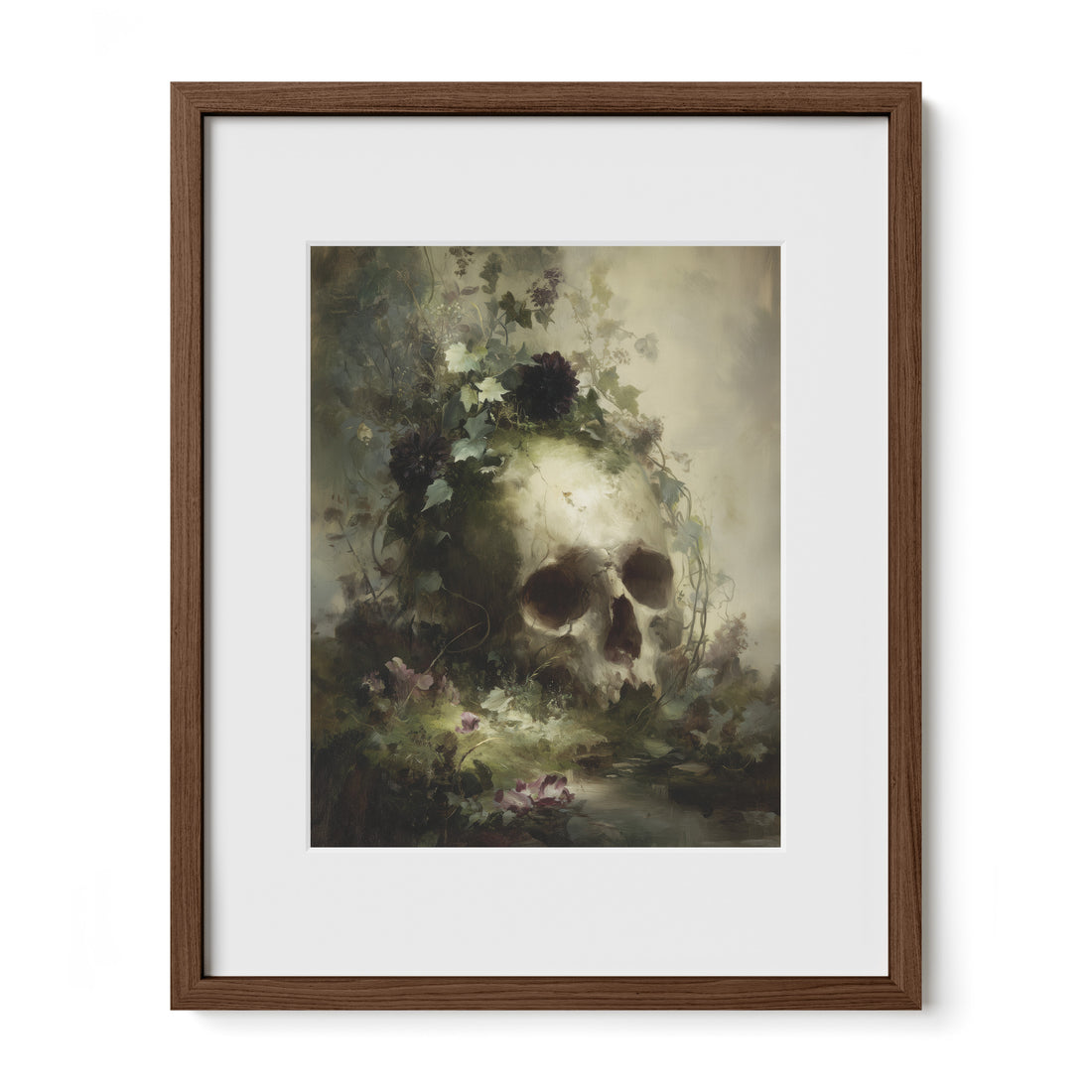 Skull In Moss And Flowers