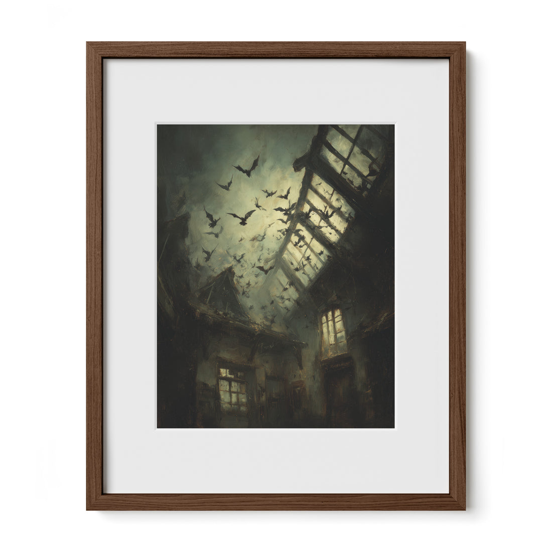Crows in Abandoned Hallway