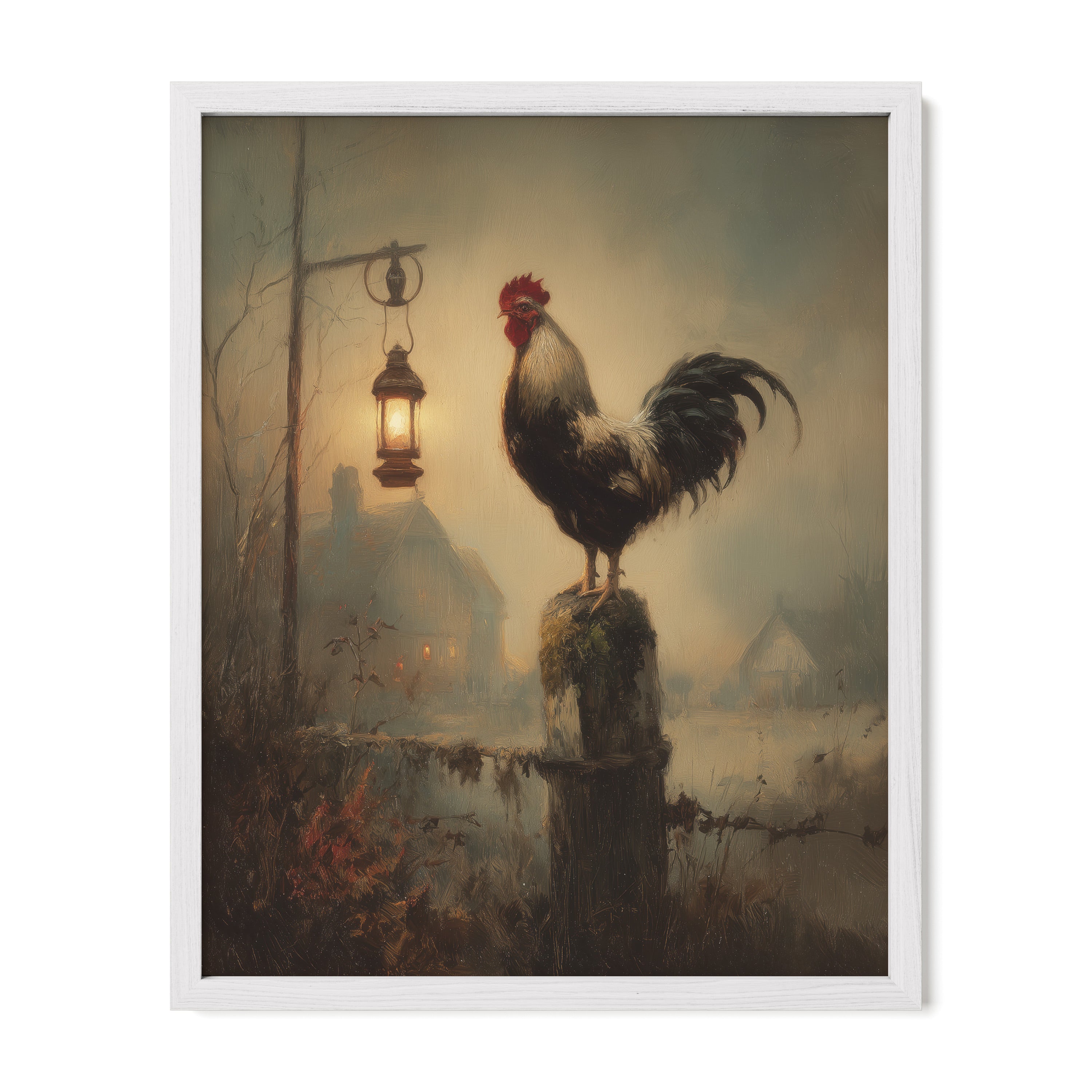 Rooster Under Lantern