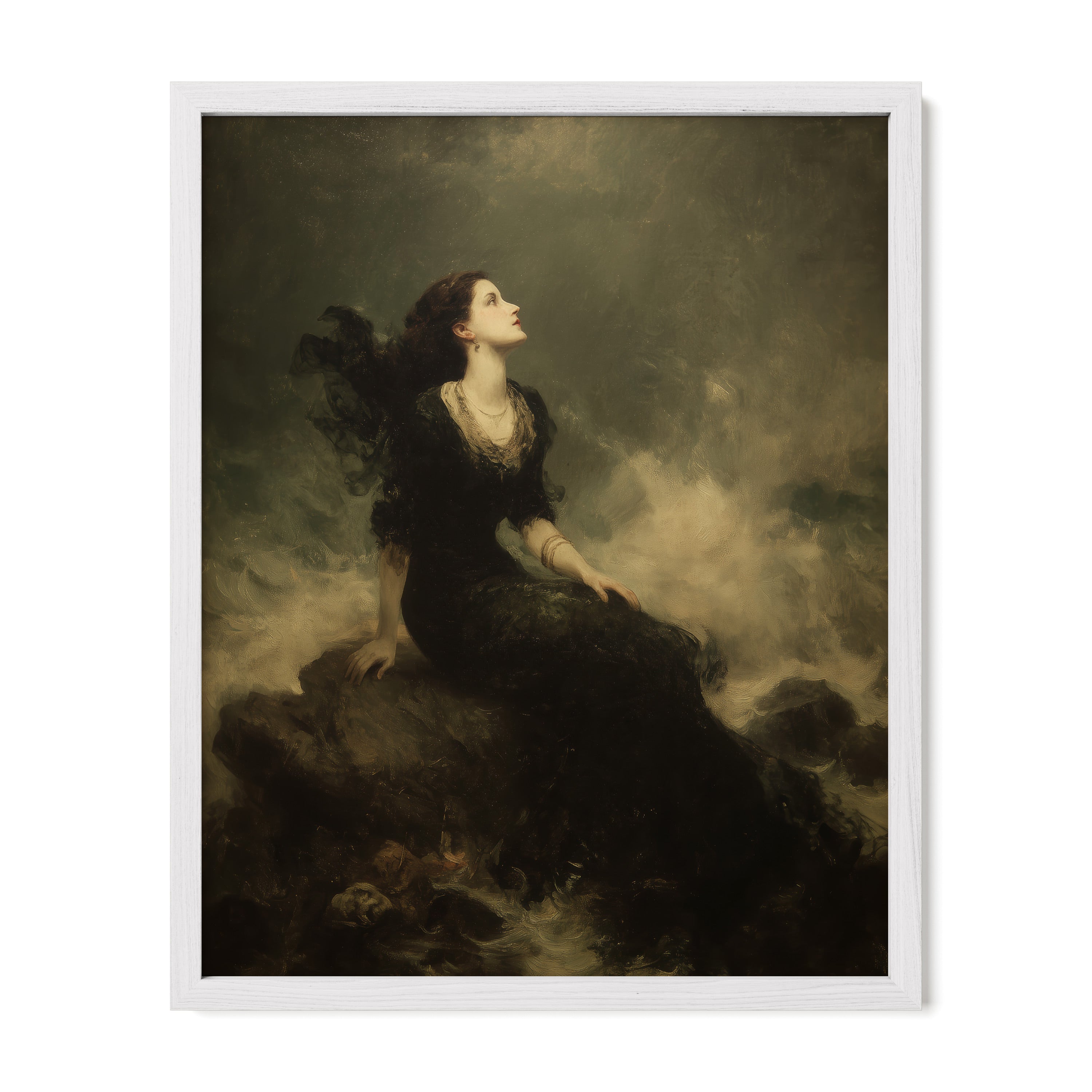 Woman on Cliff With Wind