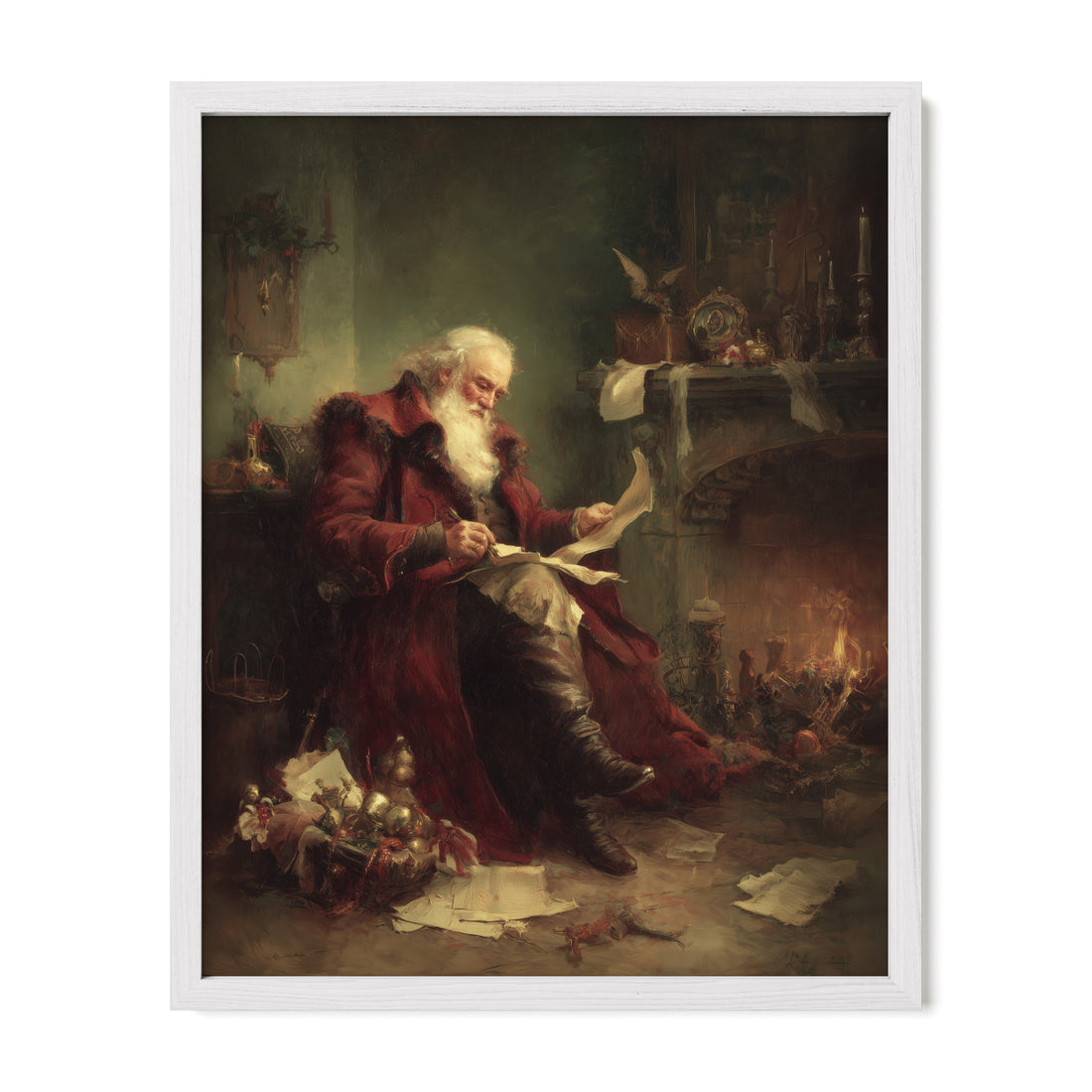 Santa Reading by Hearth