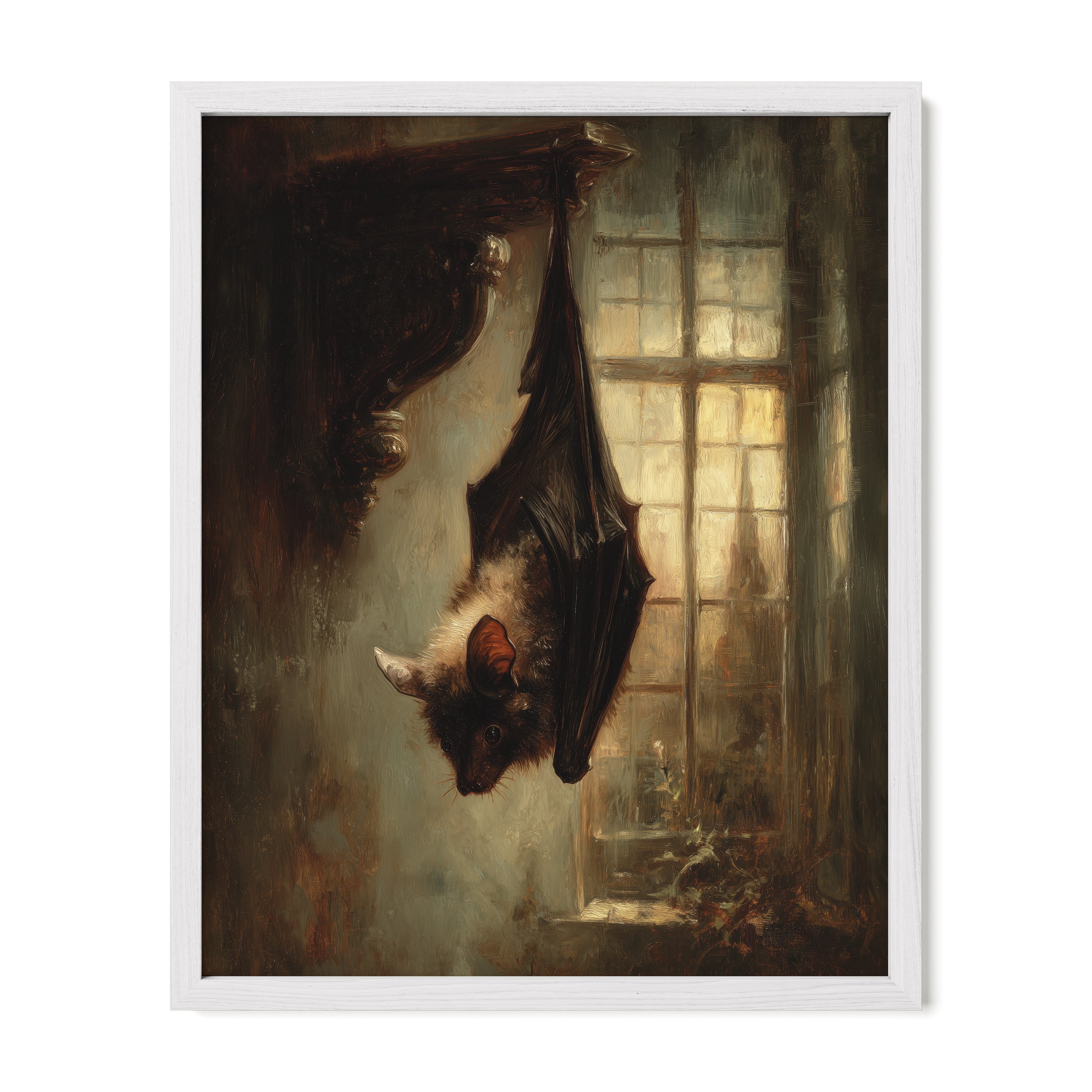 Bat Hanging in Windowlight