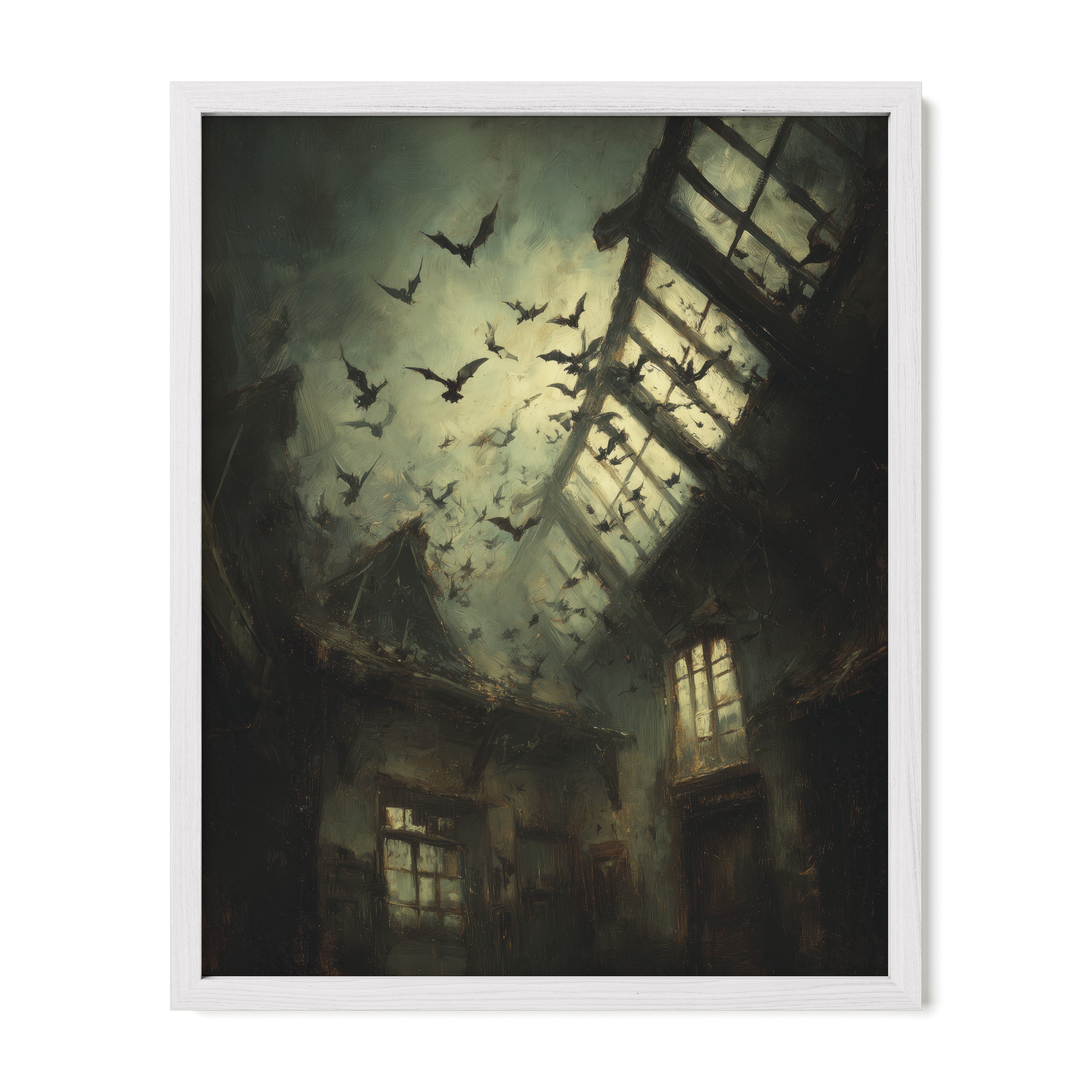Crows in Abandoned Hallway
