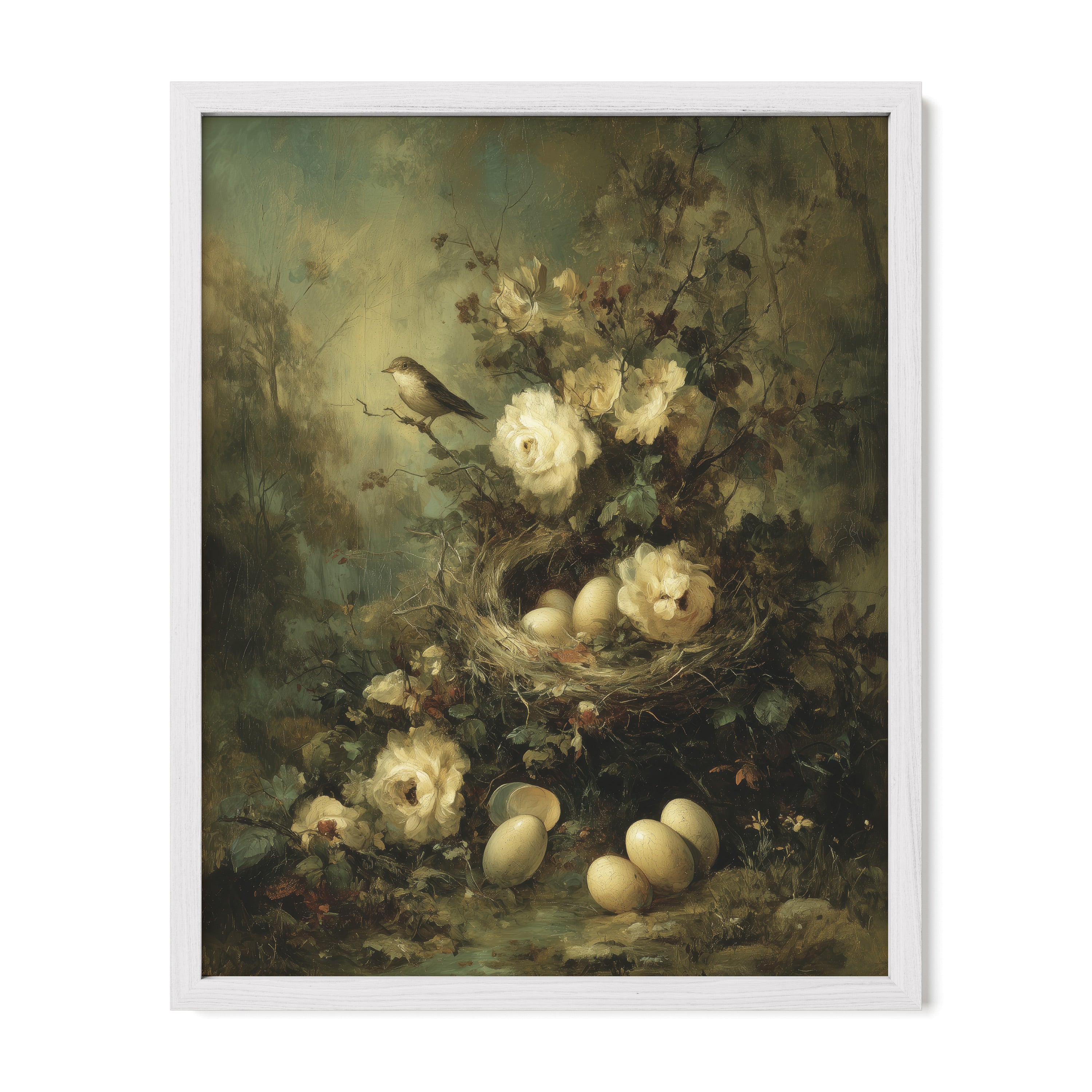 Nest And White Roses