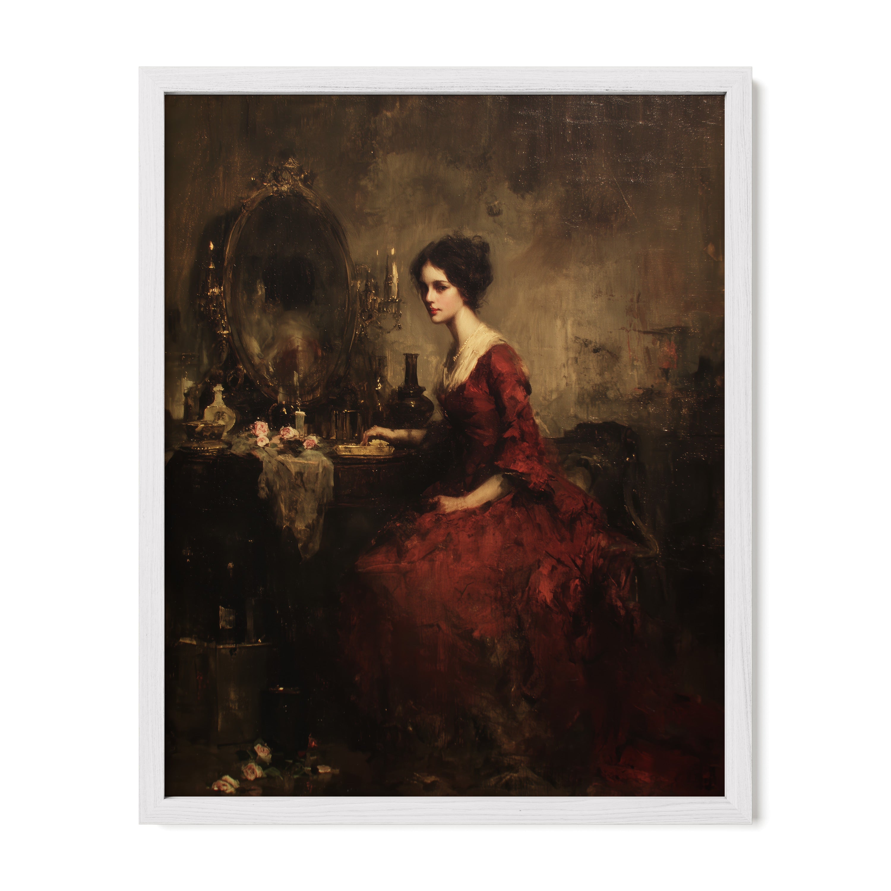 Lady in Red at Mirror