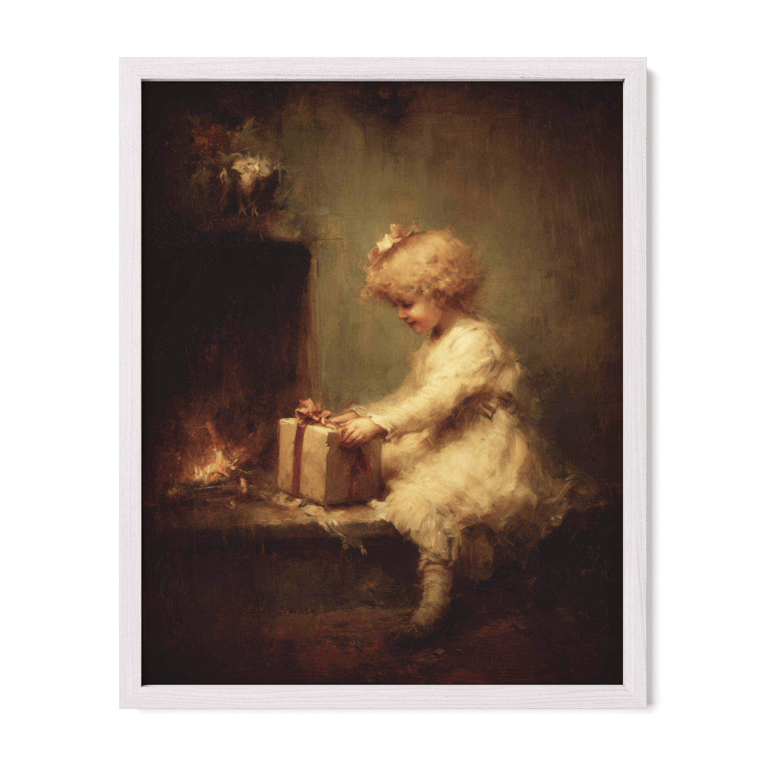 Child by Hearth with Gift