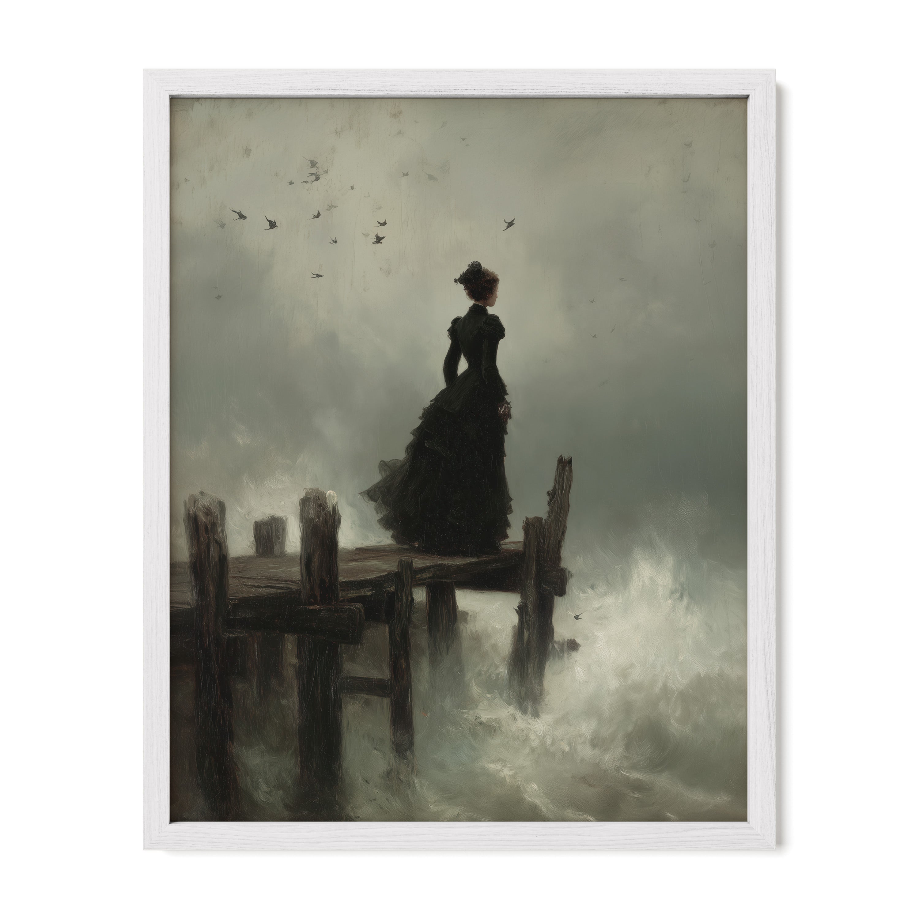 Woman at Pier in Storm