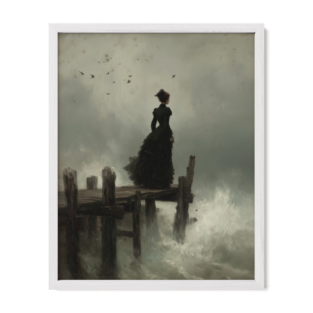 Woman at Pier in Storm