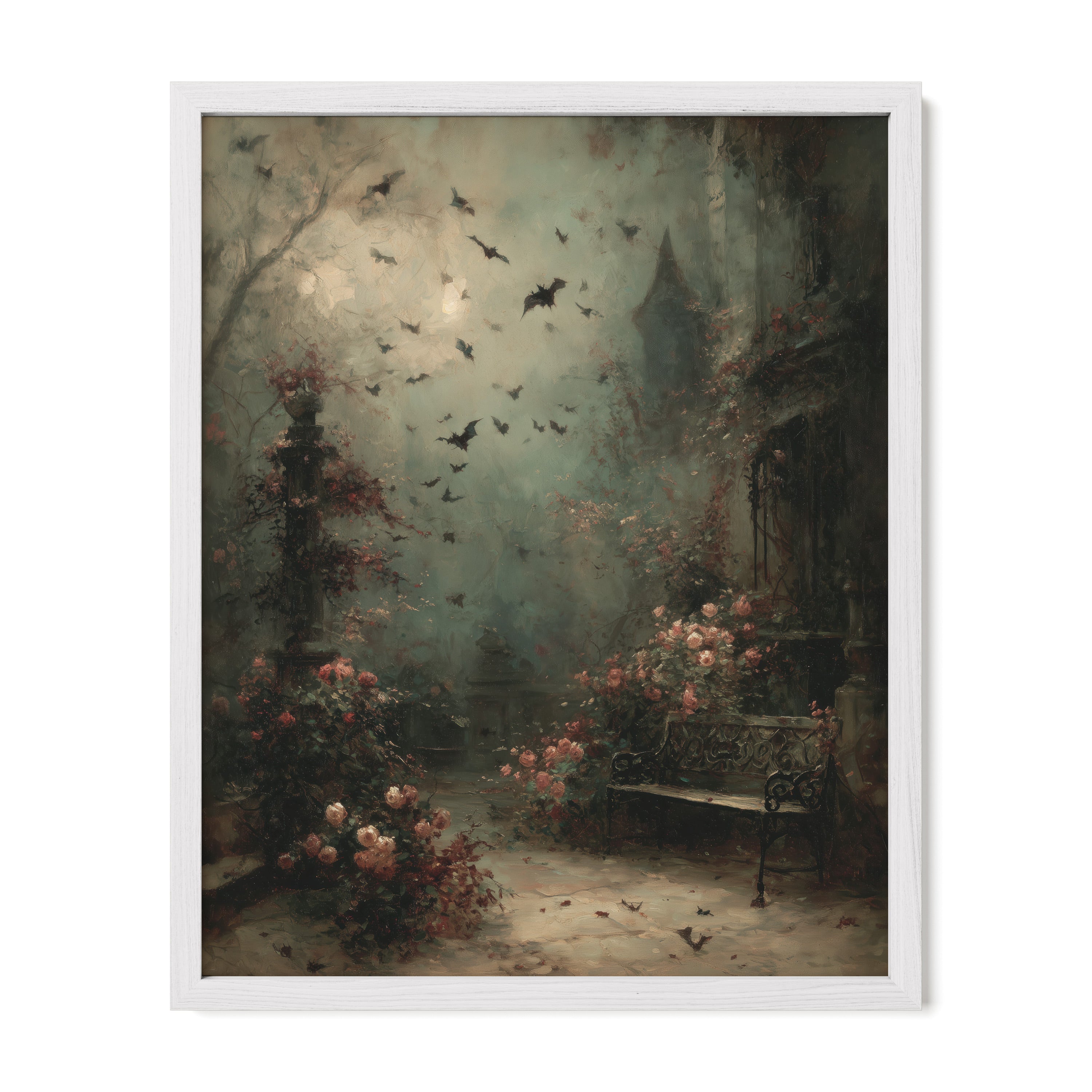 Garden Bench and Crows