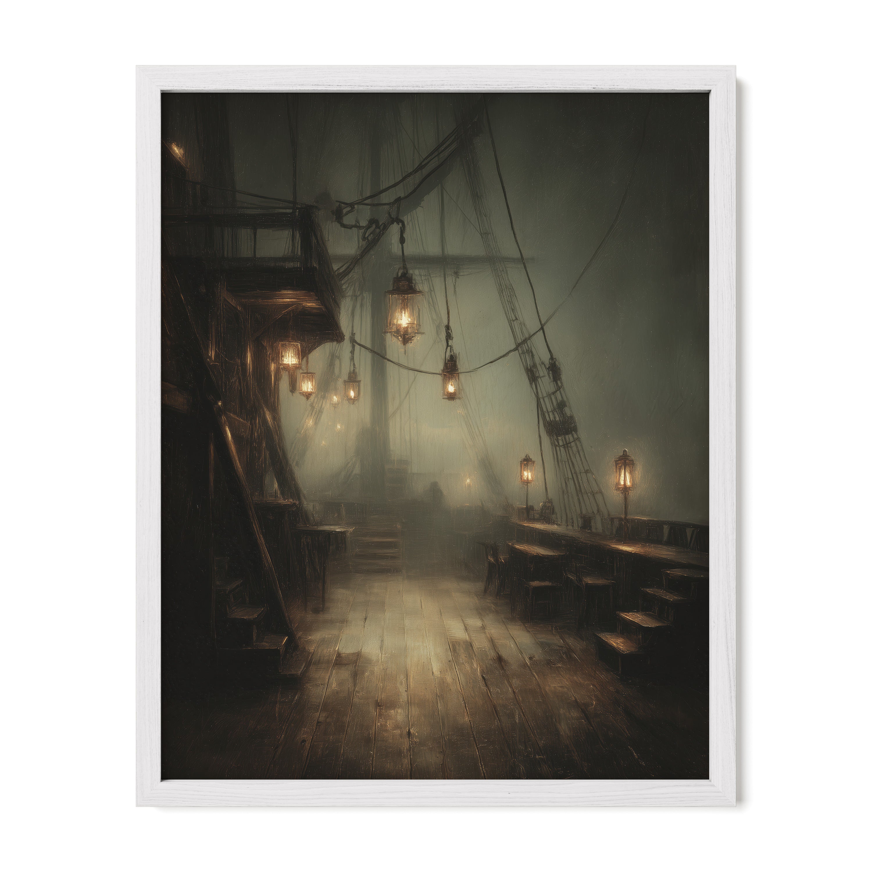 Empty Ship Deck at Night