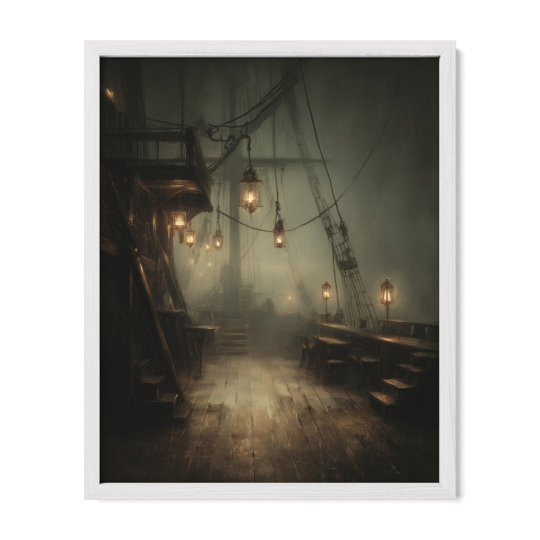 Empty Ship Deck at Night