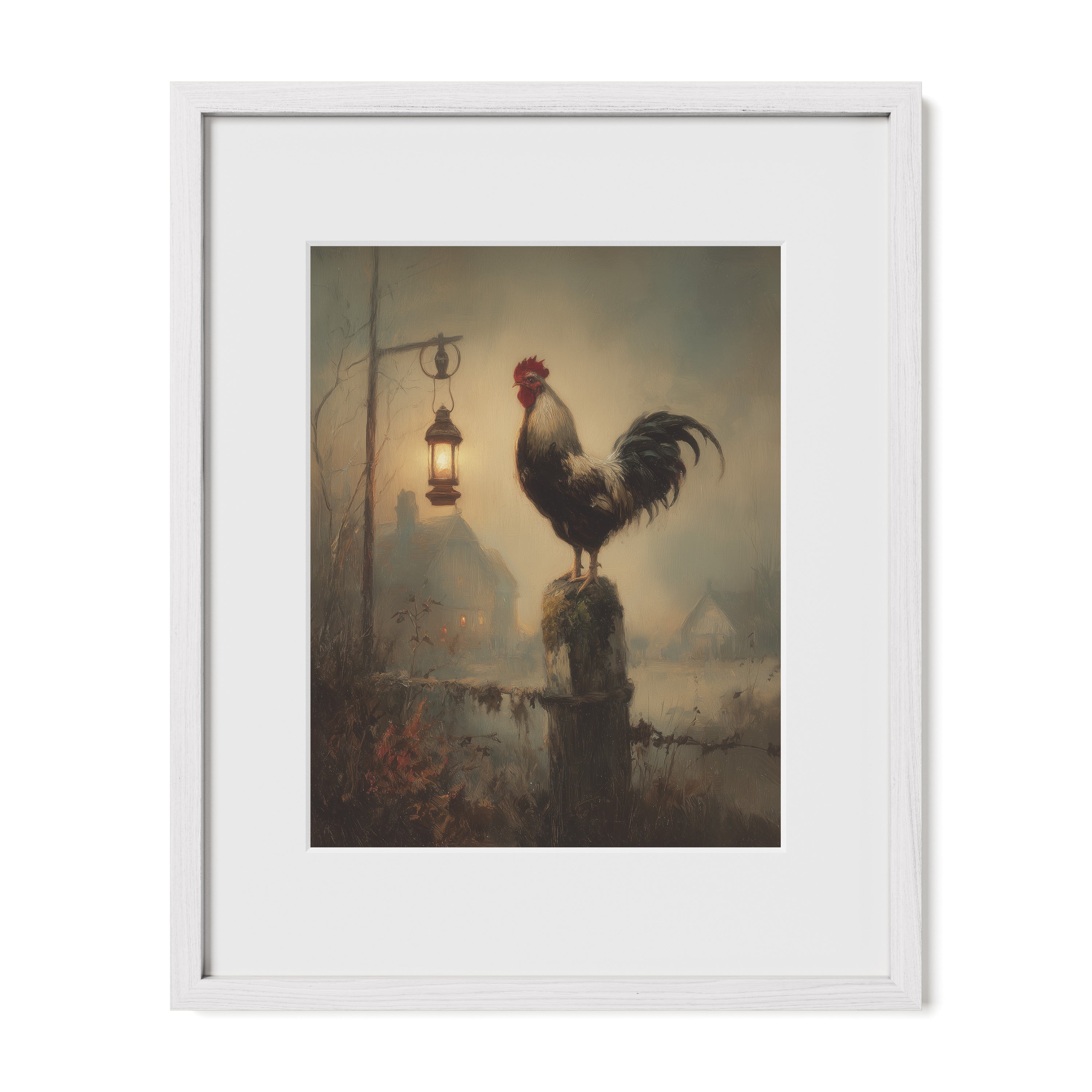 Rooster Under Lantern