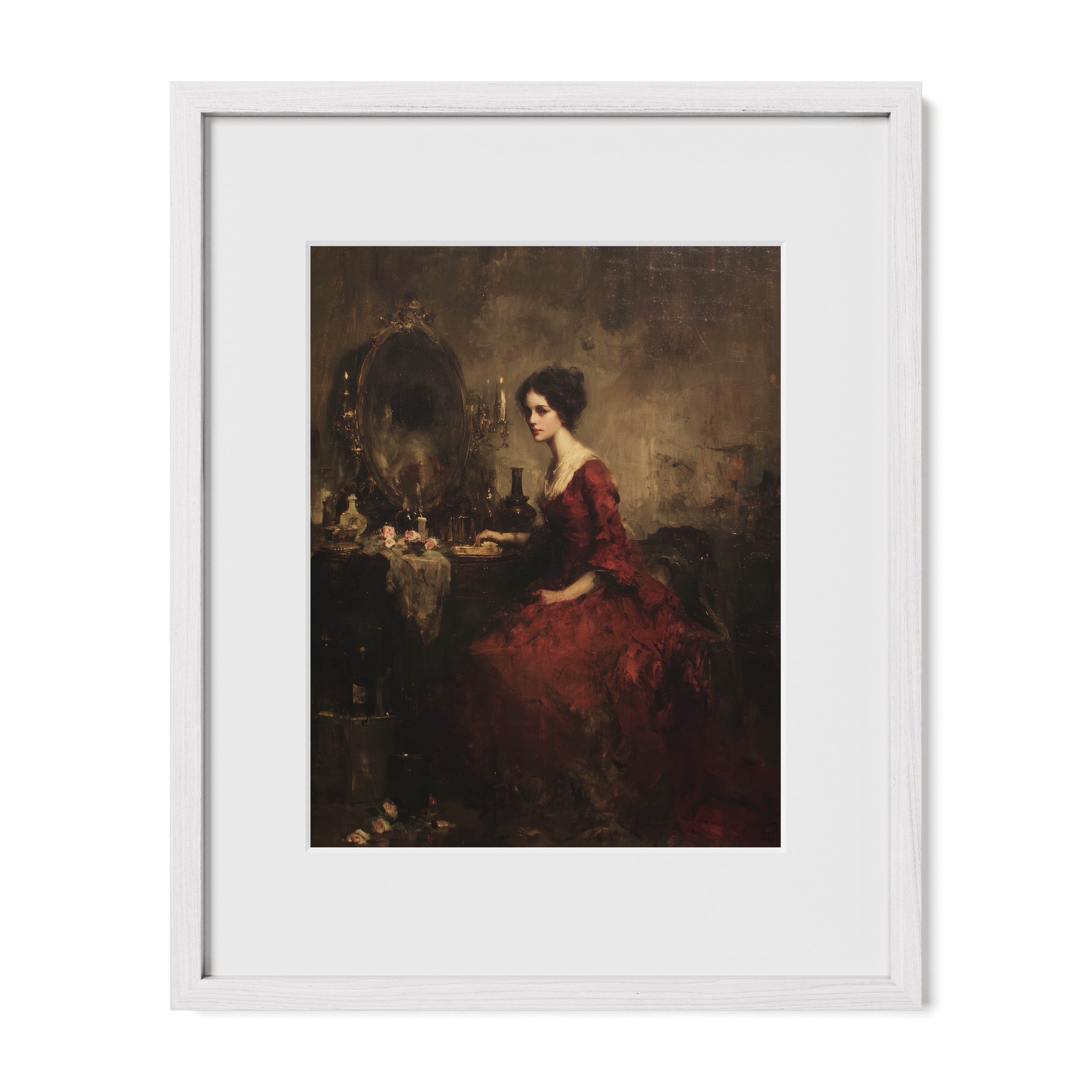 Lady in Red at Mirror