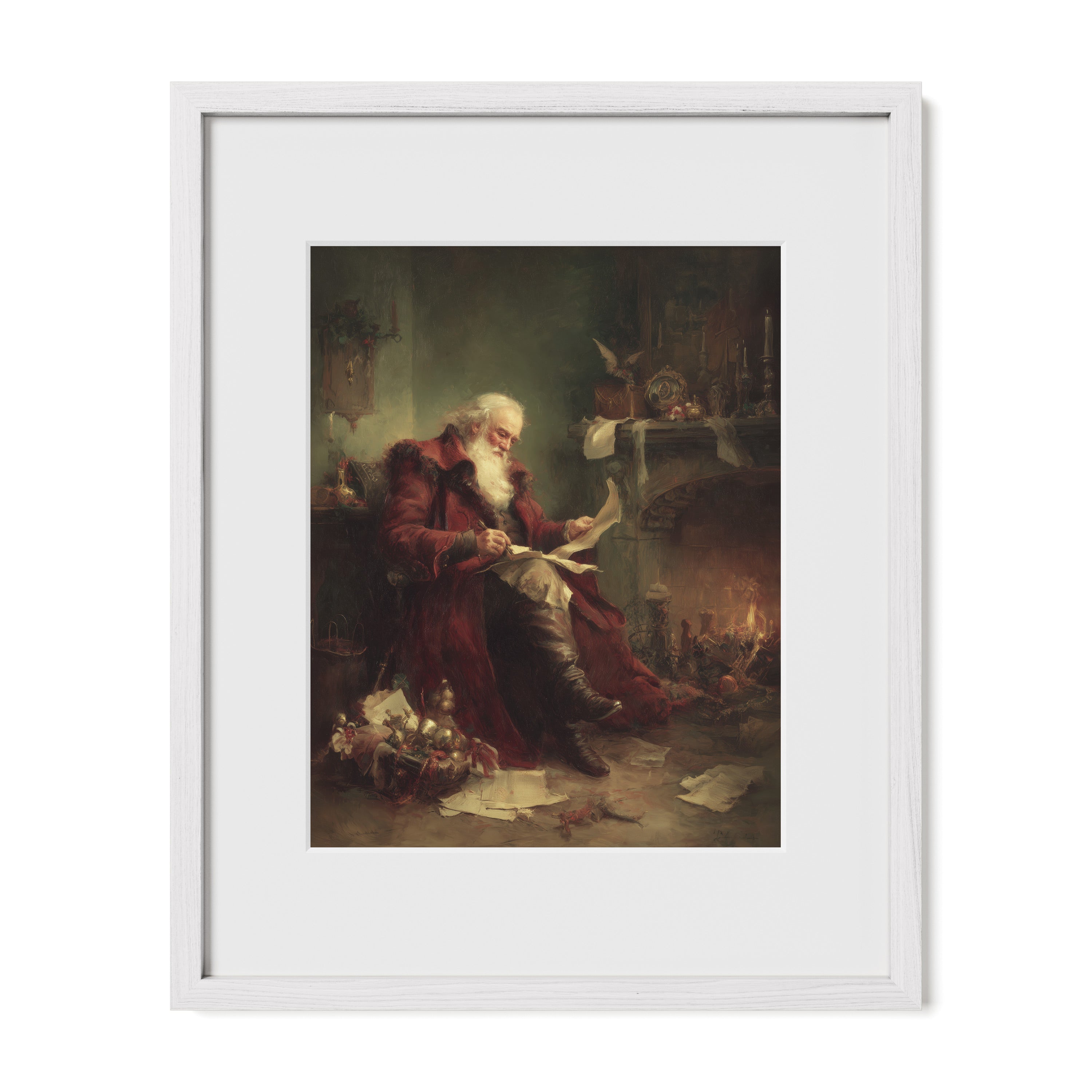 Santa Reading by Hearth
