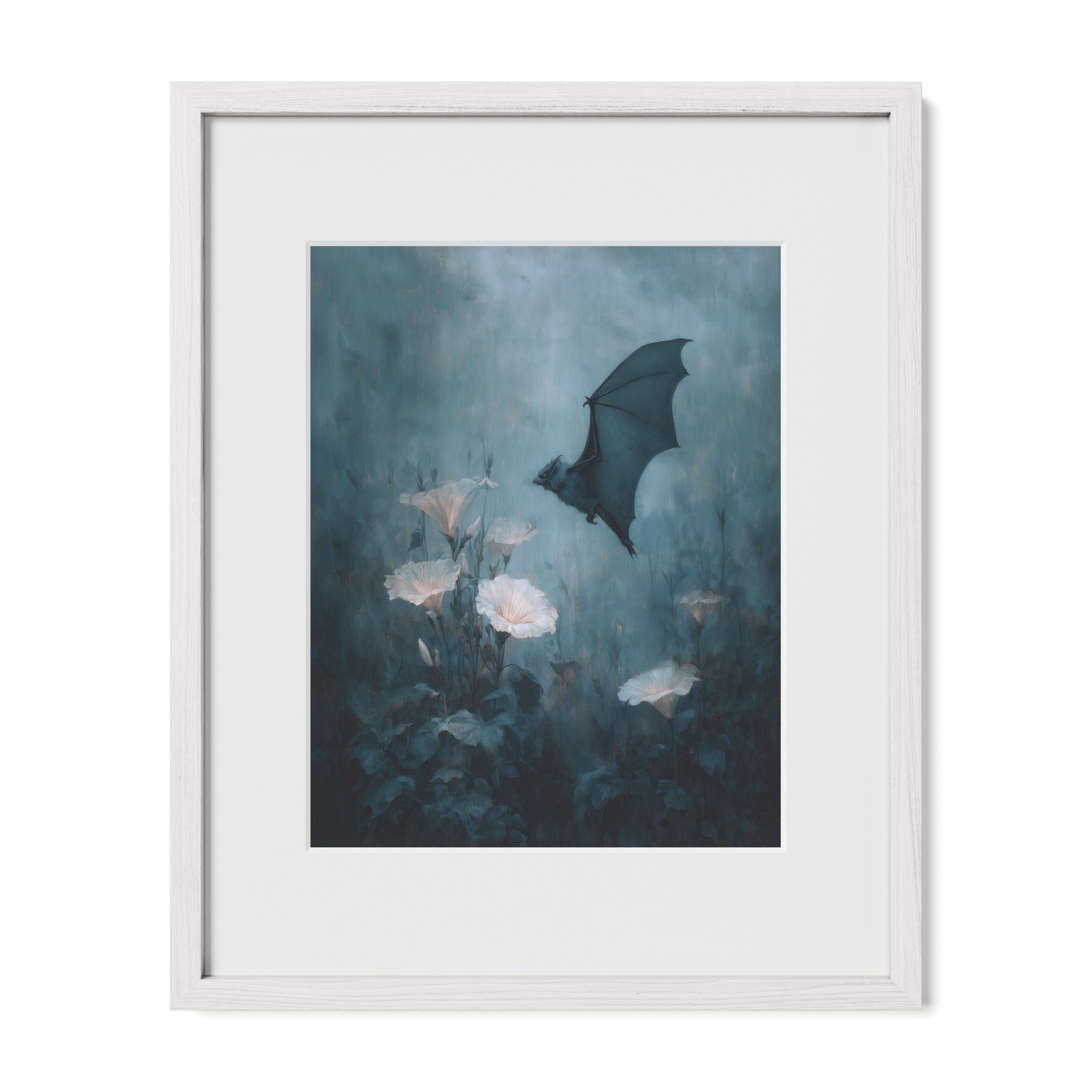 Bat Over Pale Flowers