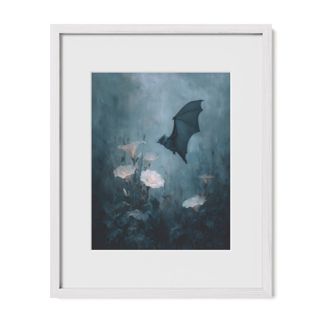 Bat Over Pale Flowers