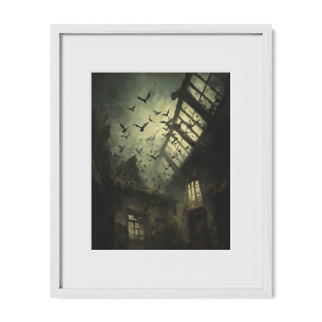 Crows in Abandoned Hallway