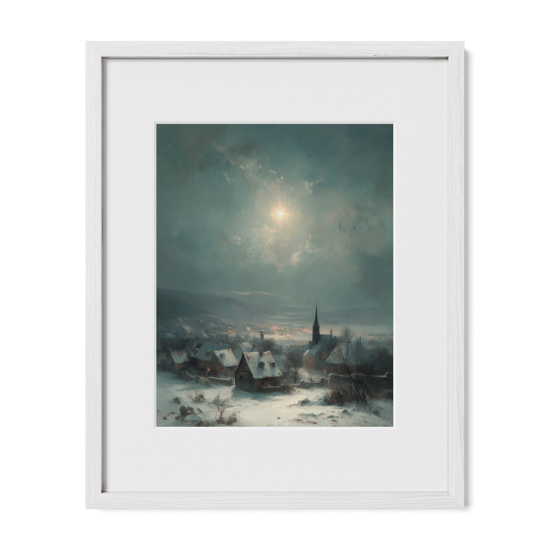 Snow Village Under Moon