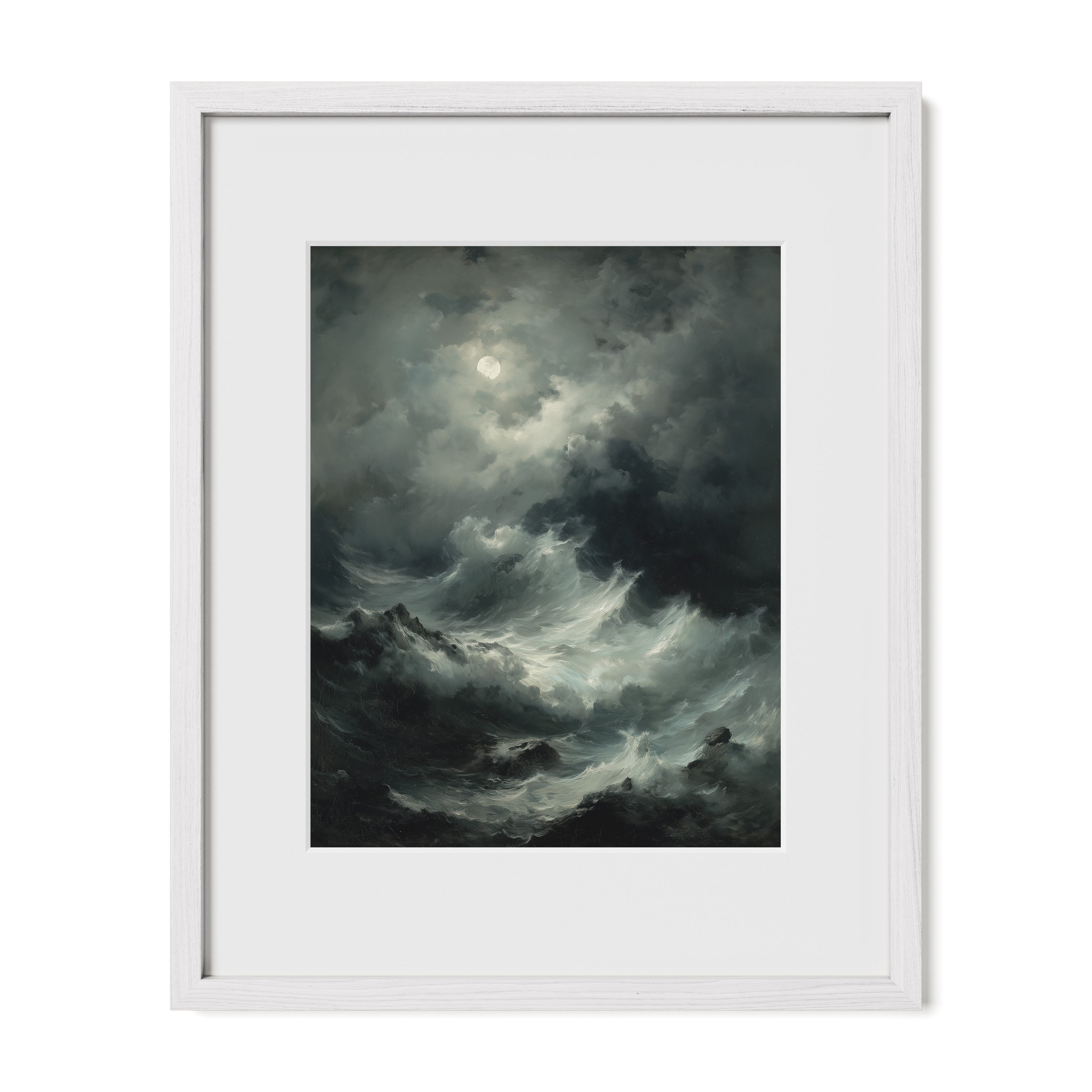 Storm Waves Under Moonlight