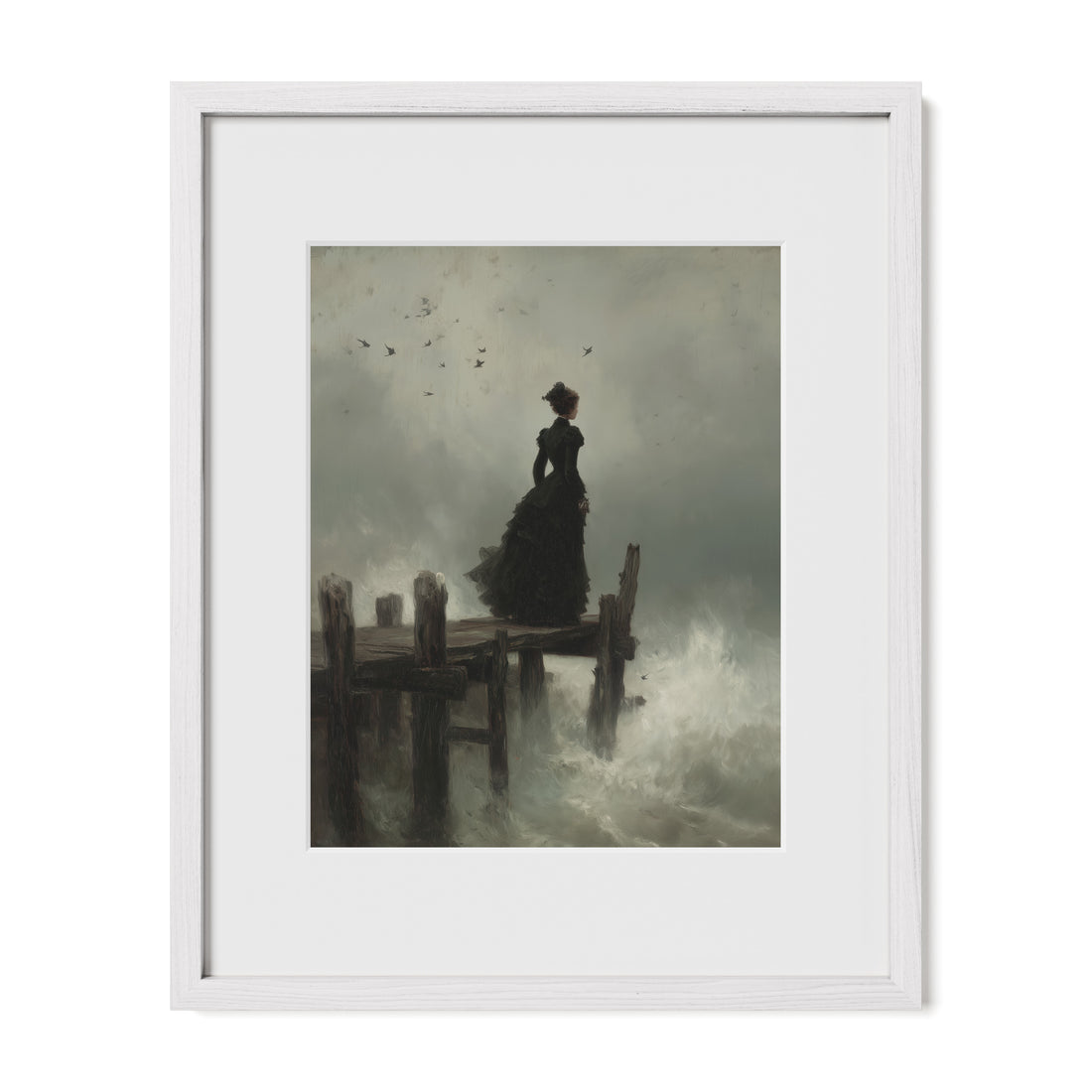 Woman at Pier in Storm