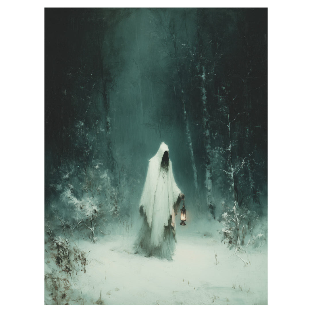 Ghostly Snow Walker in Forest