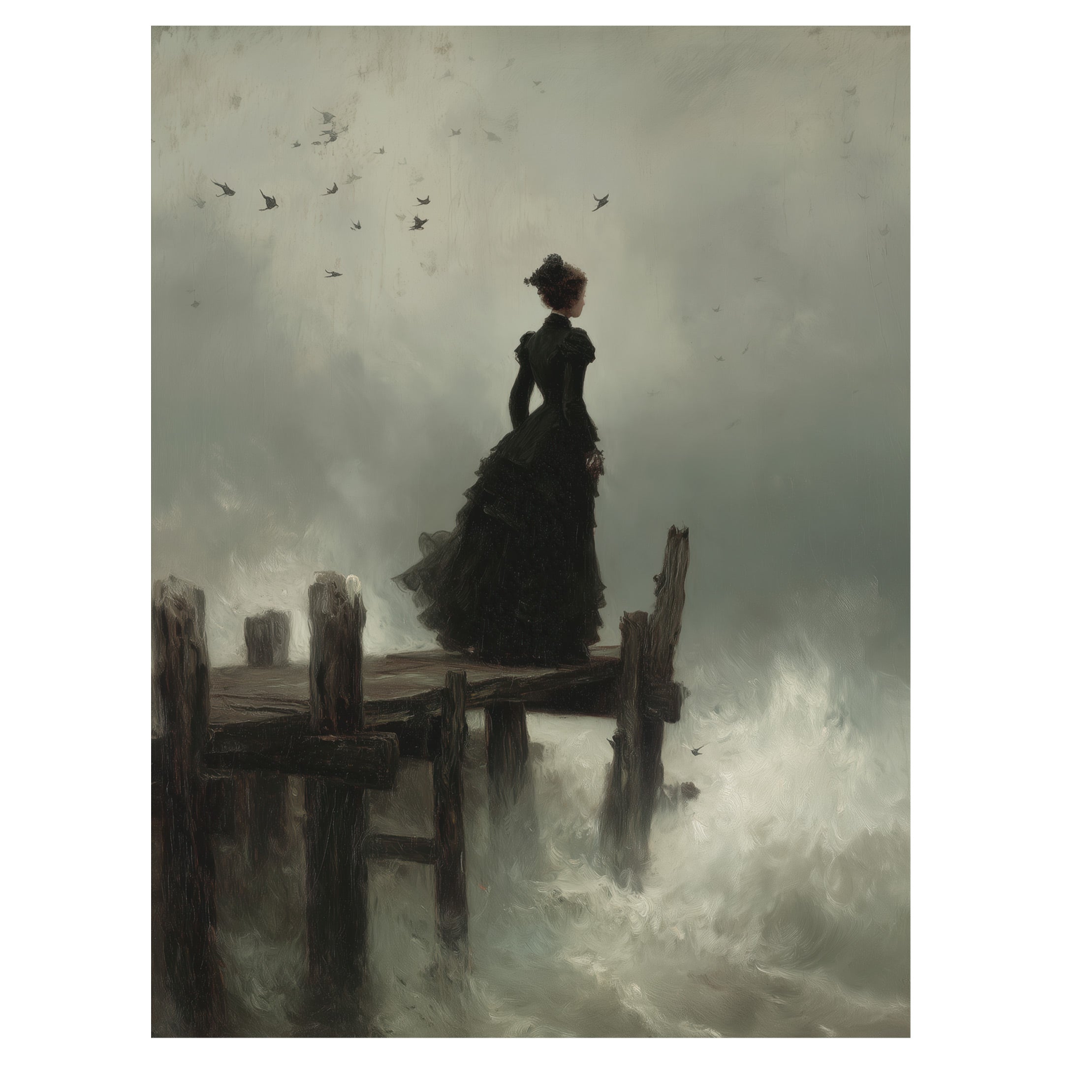 Woman at Pier in Storm