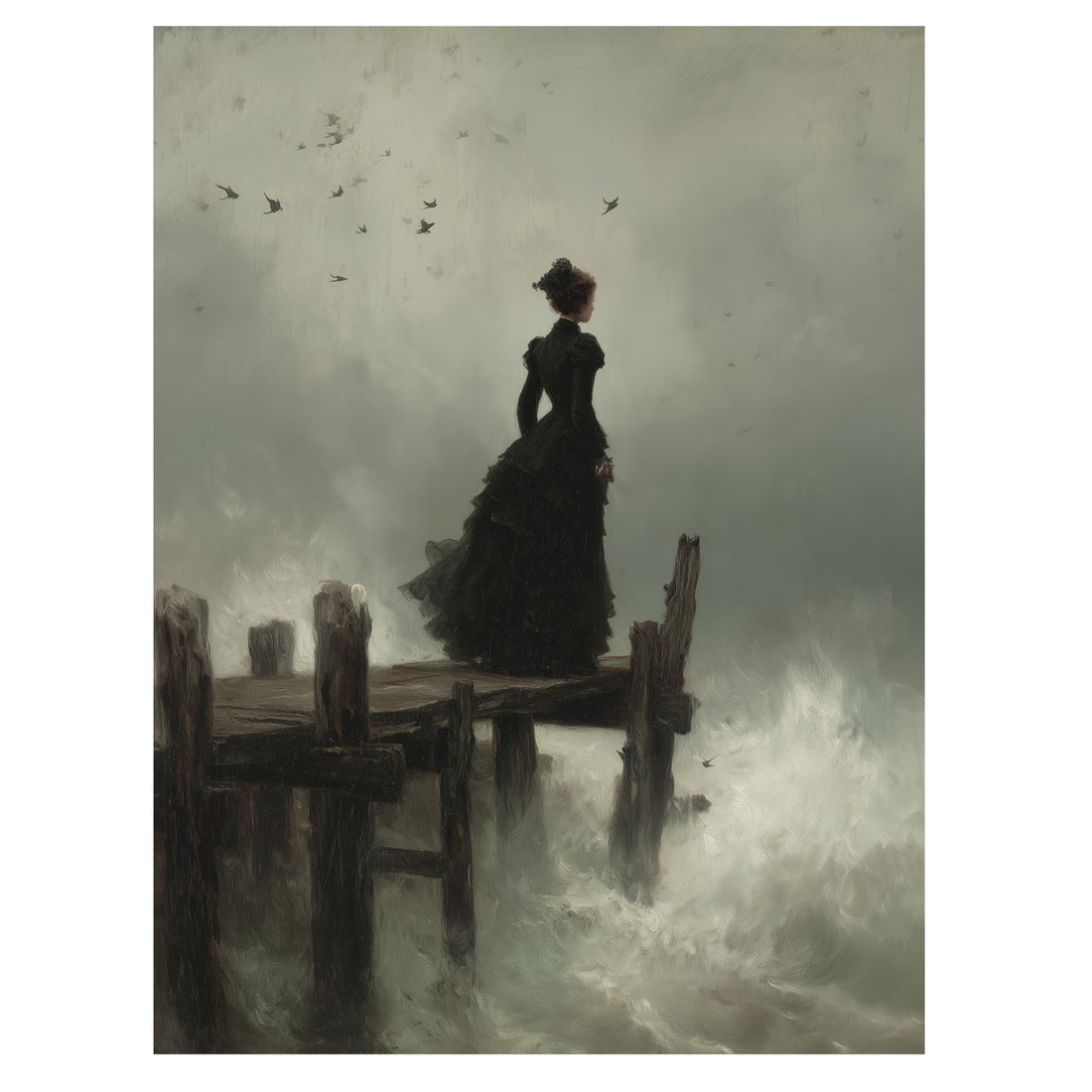 Woman at Pier in Storm