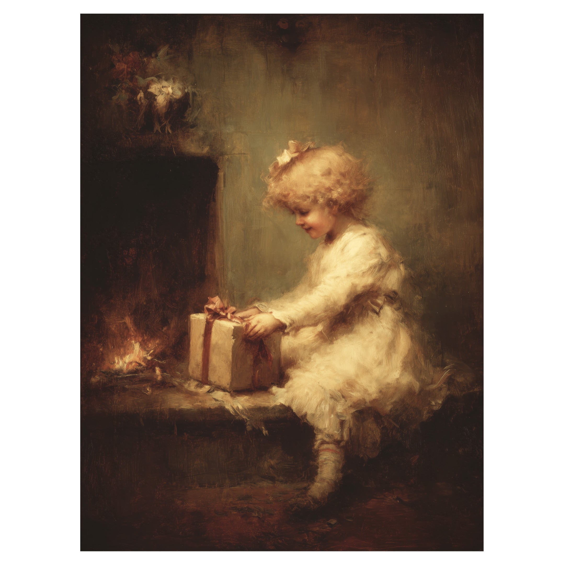 Child by Hearth with Gift