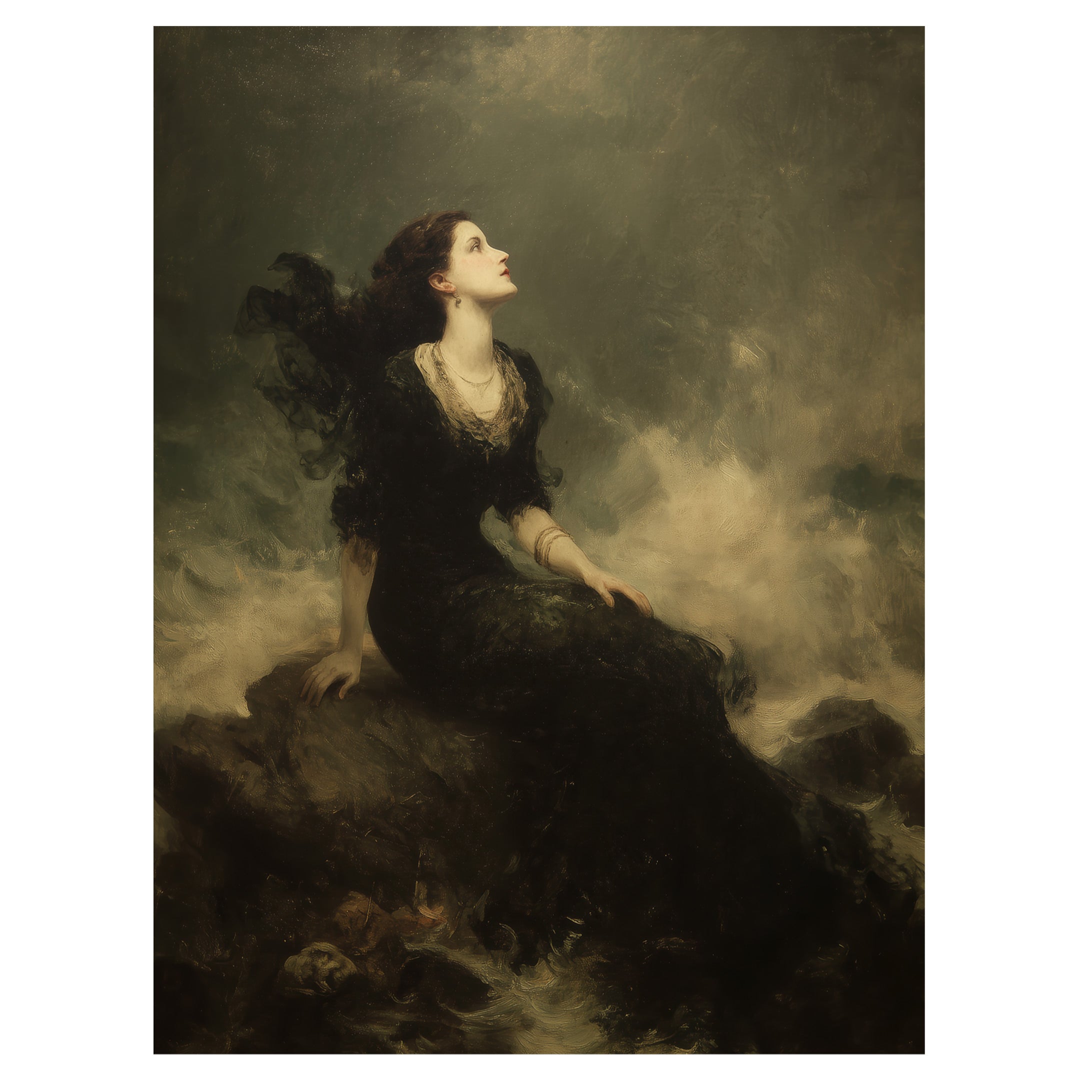 Woman on Cliff With Wind