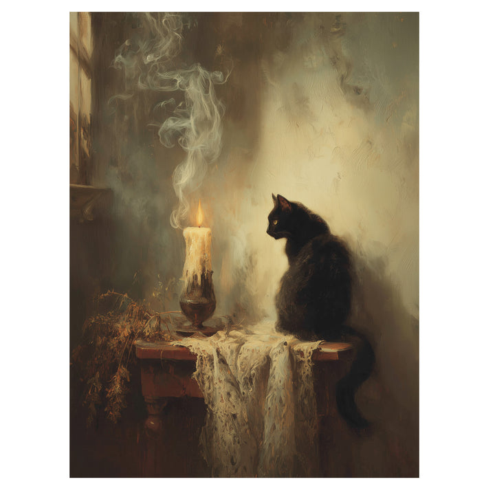 Cat Watching Candle