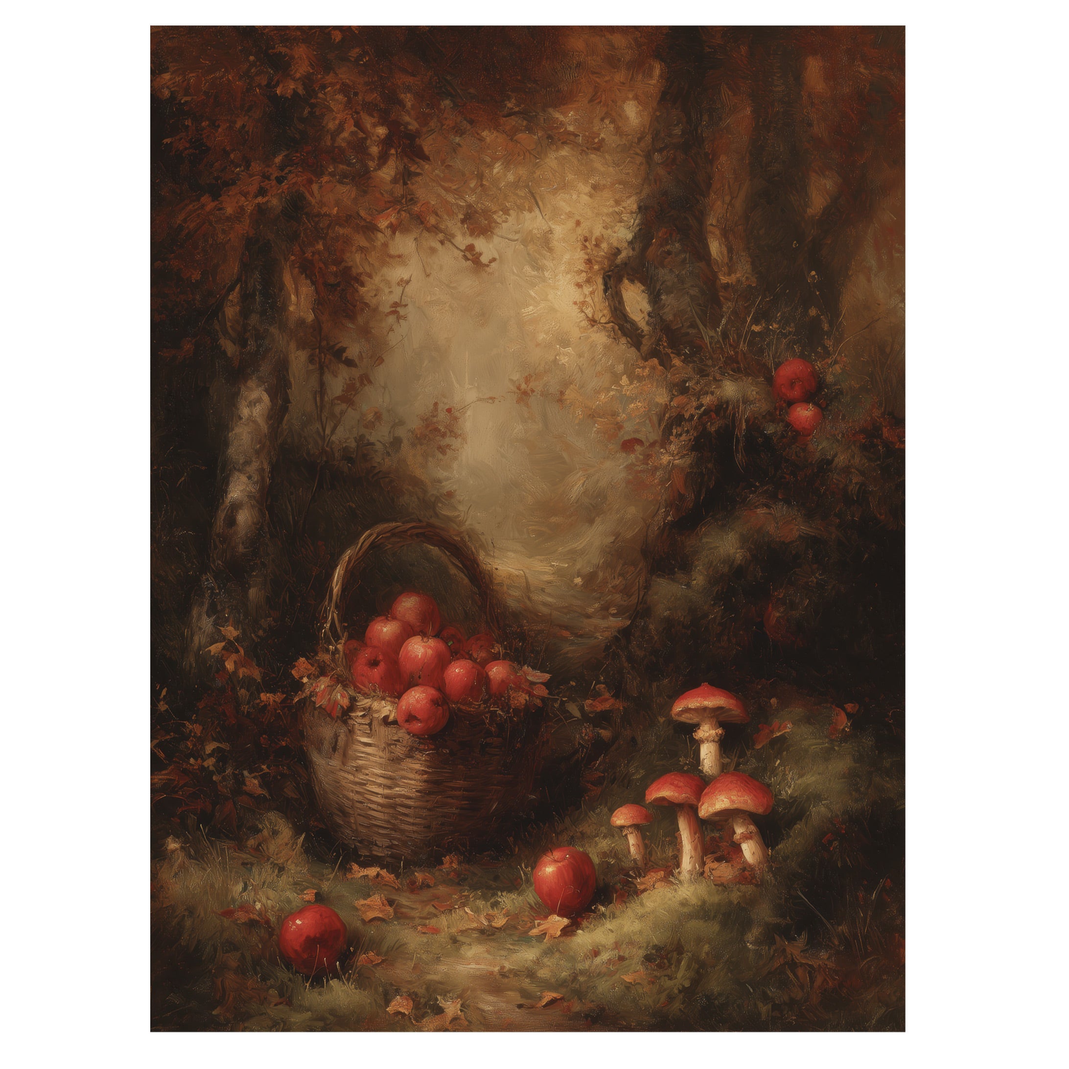 Apple Basket and Mushrooms
