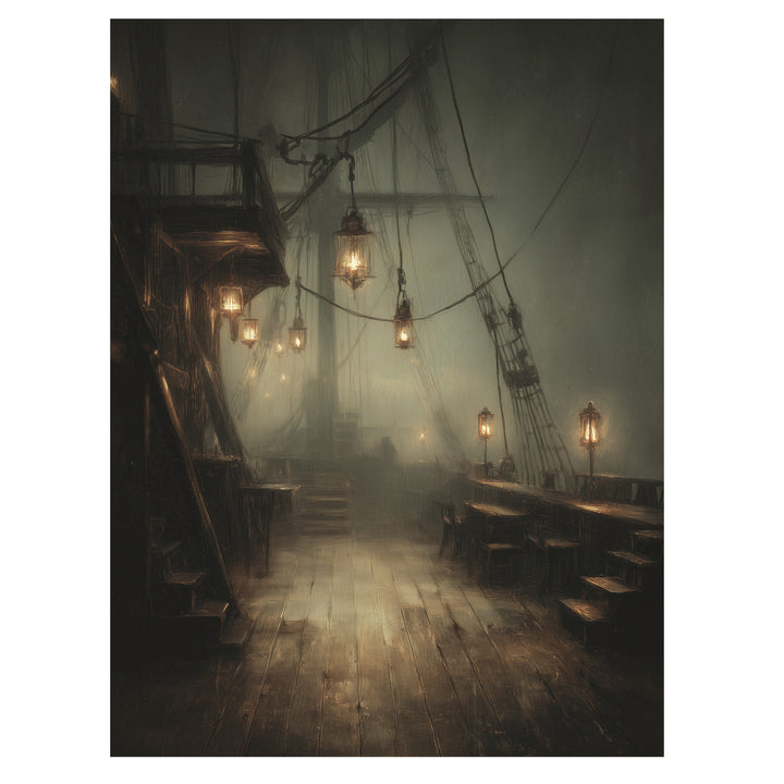 Empty Ship Deck at Night
