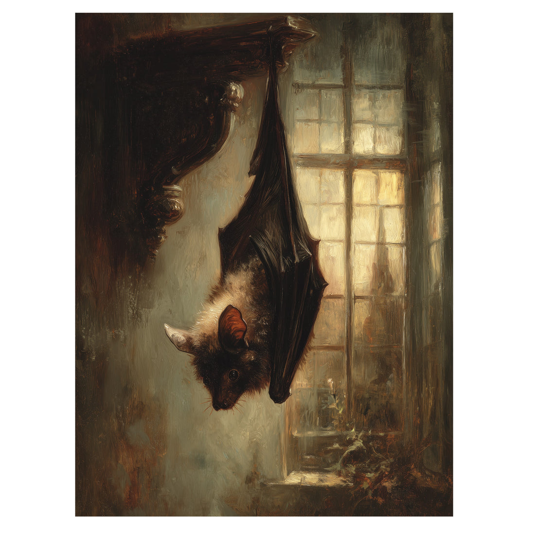 Bat Hanging in Windowlight