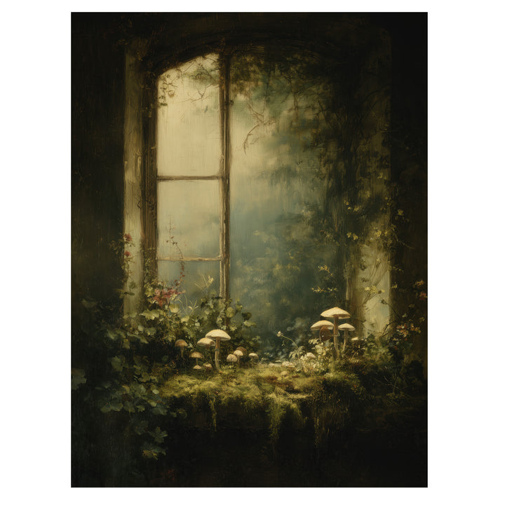 Window With Moss and Mushrooms