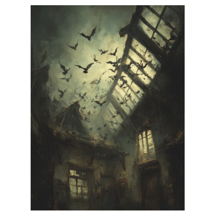 Crows in Abandoned Hallway