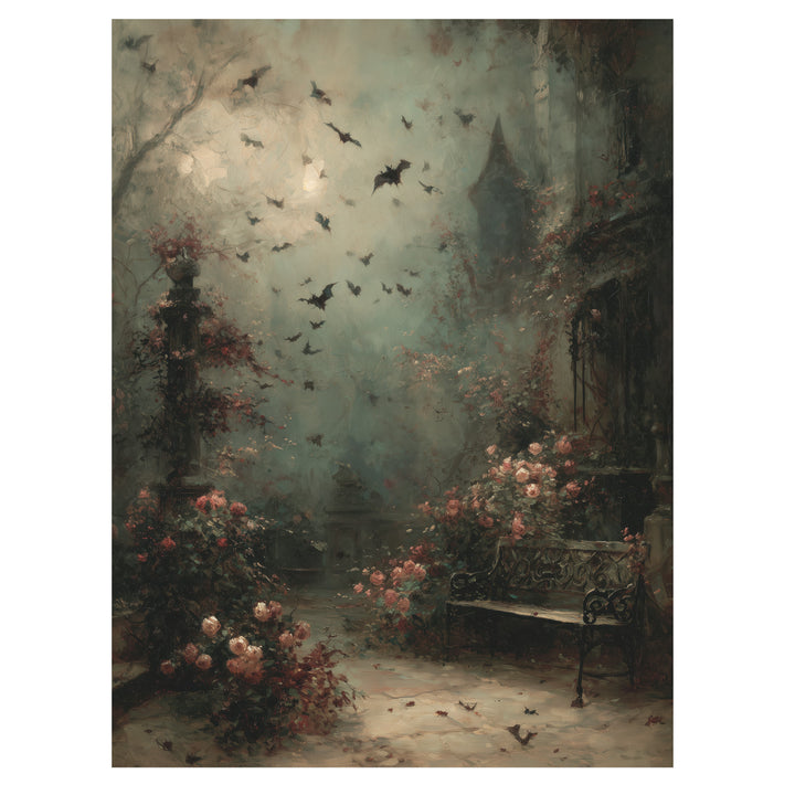 Garden Bench and Crows